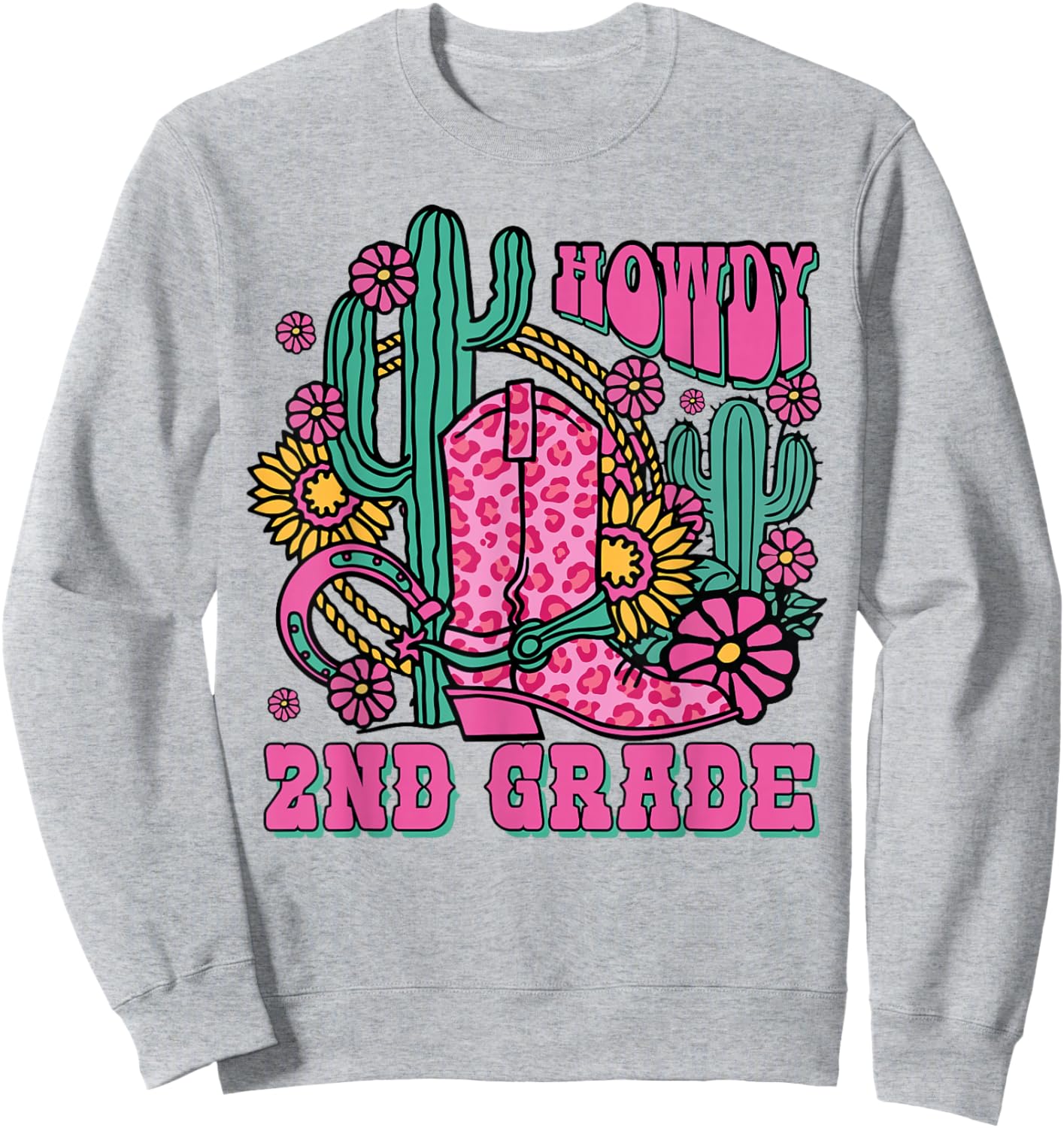 Howdy 2nd Grade Western Second Grade Teacher Cowboy Cowgirl Sweatshirt - Sweatshirt | Ash