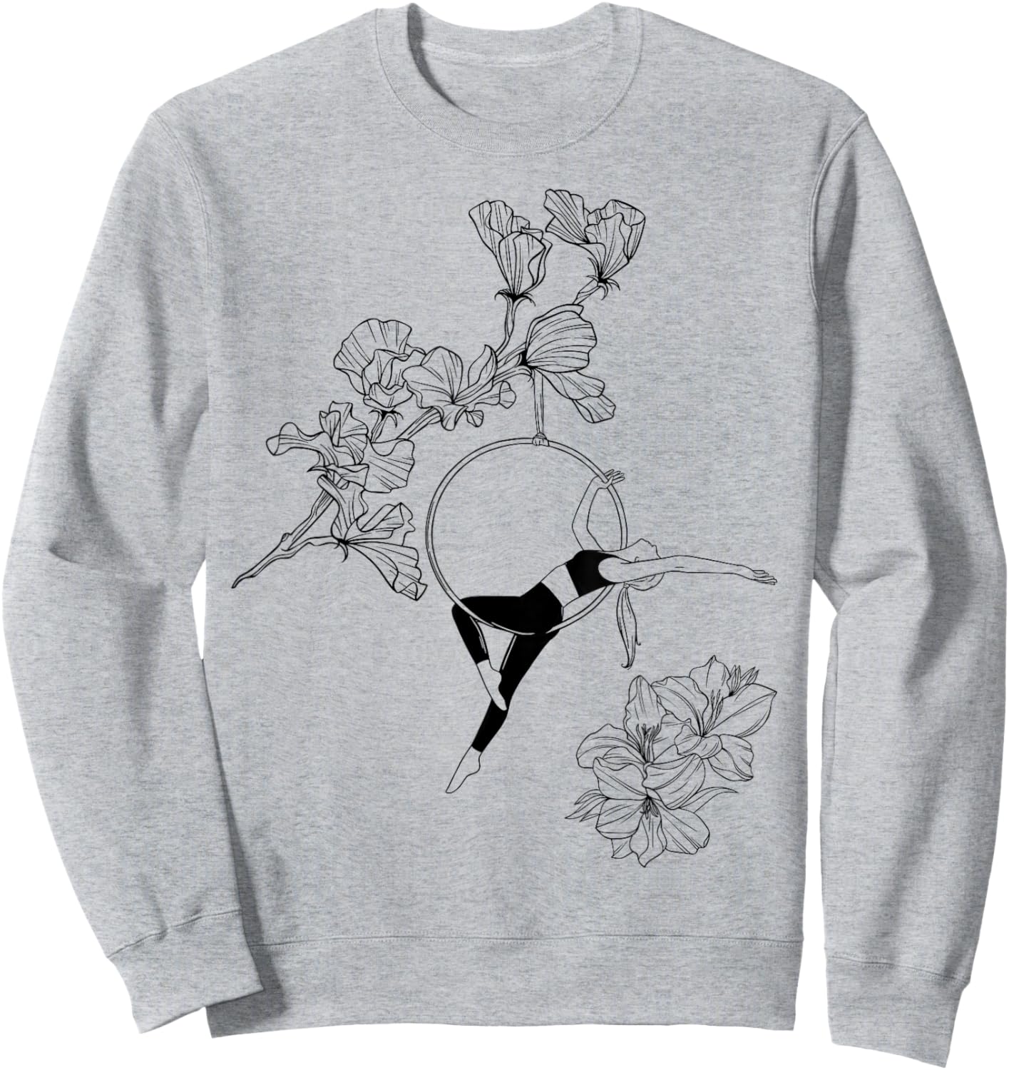 Aerial Hoop, Aerial Artist Circus, Aerial Yoga Gifts Flowers Sweatshirt - Sweatshirt | Ash