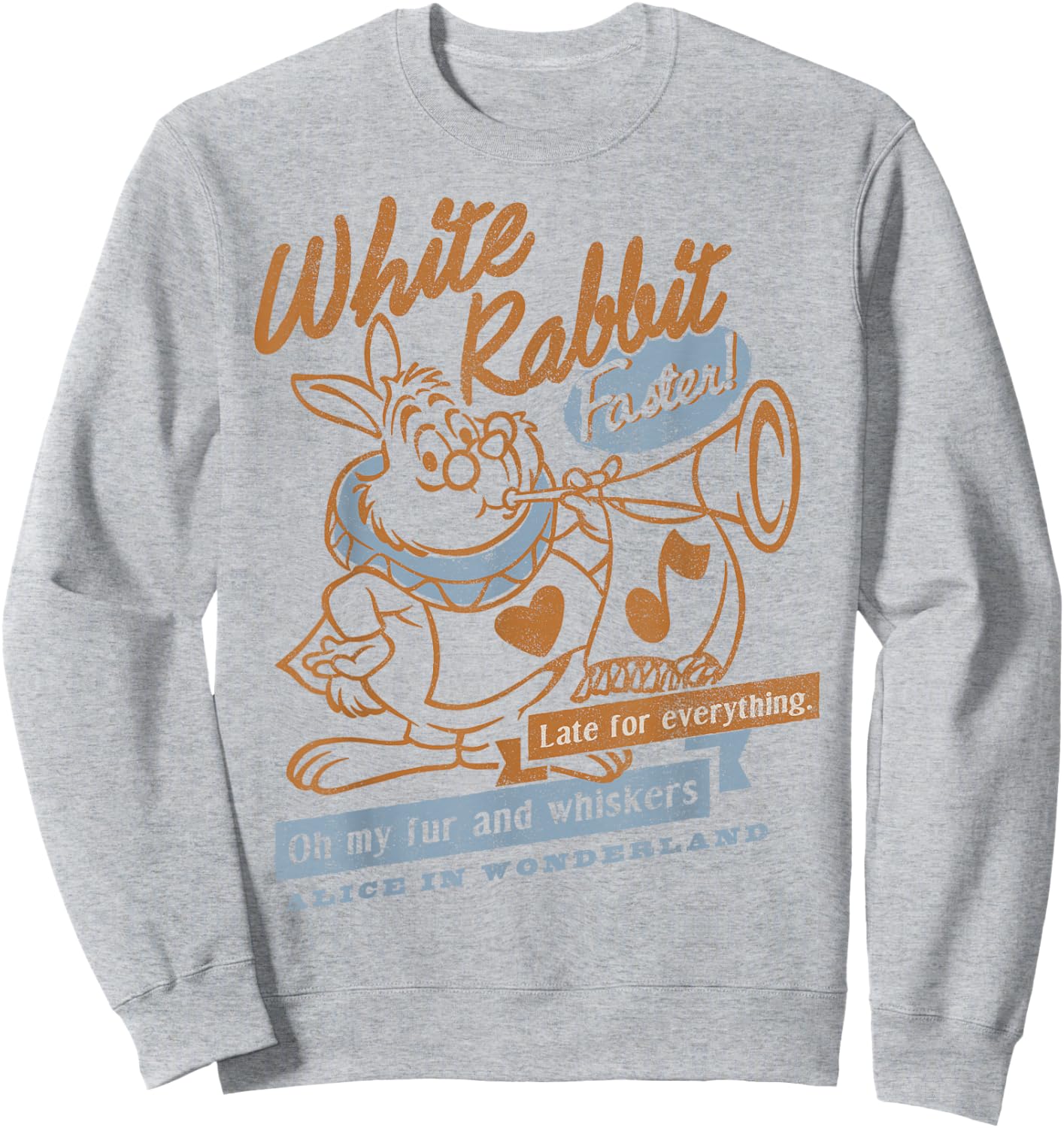 Disney Alice In Wonderland White Rabbit Outlined Text Poster Sweatshirt - Sweatshirt | Ash