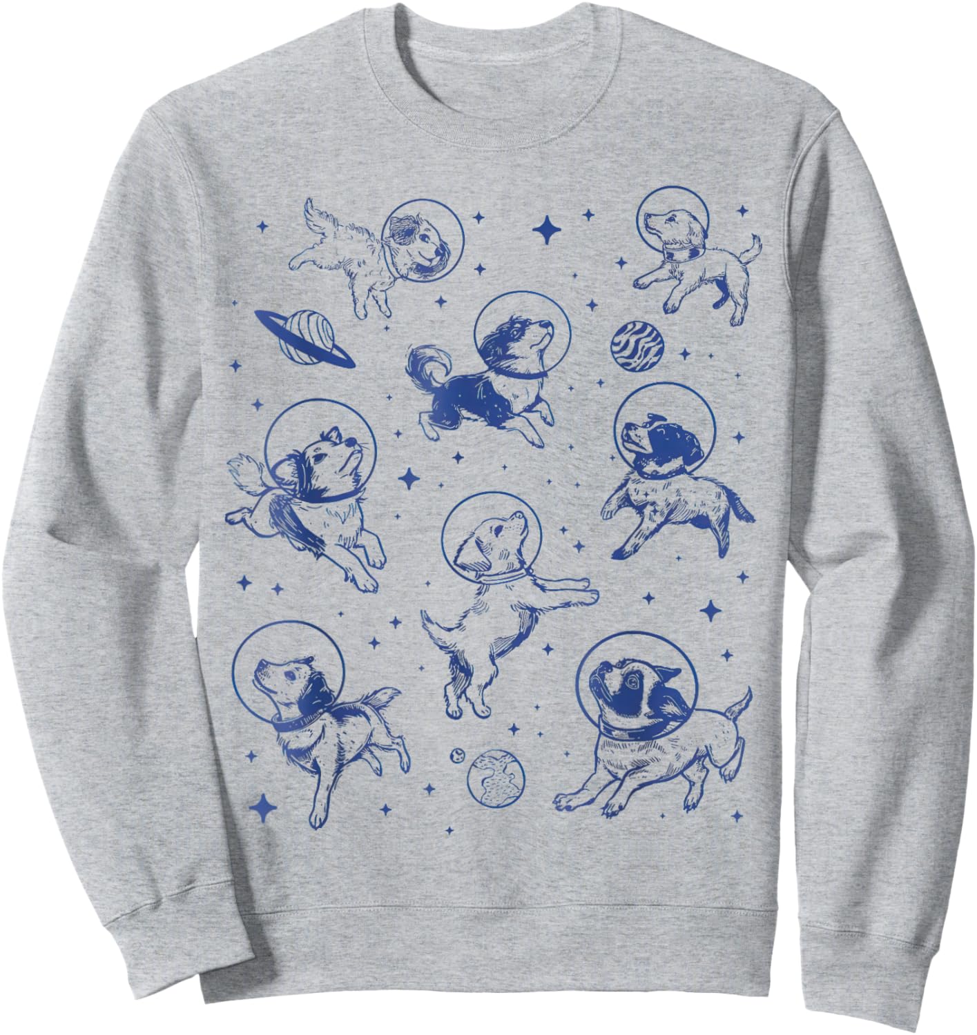 Dogs in Space Retro Sweatshirt - Sweatshirt | Ash