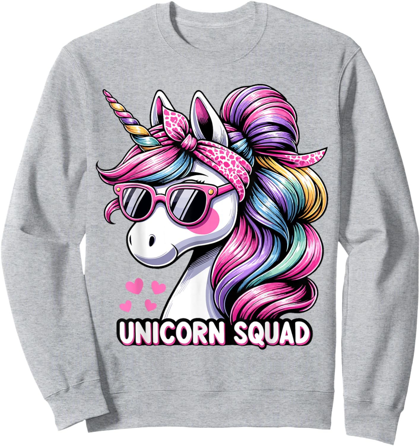Unicorn Squad - Graceful Unicorn with leopard Bandana Sweatshirt - Sweatshirt | Ash