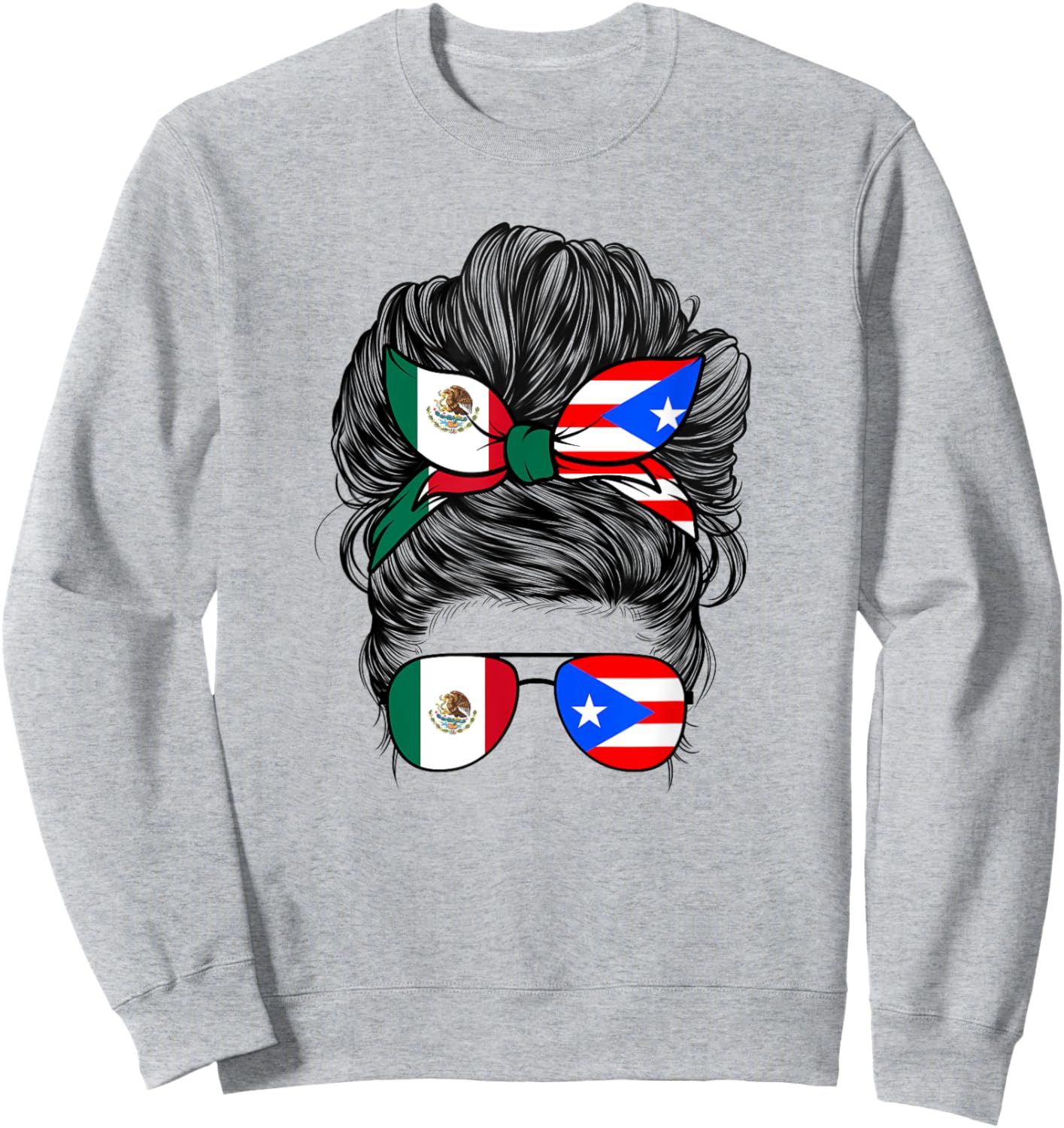 Mexirican Girl Women Half Mexican And Puerto Rican Rico Flag Sweatshirt - Sweatshirt | Ash