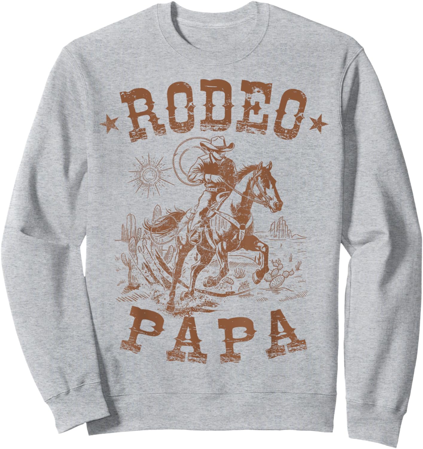 Rodeo Papa Western Cowboy Family Matching Father's Day Sweatshirt - Sweatshirt | Ash