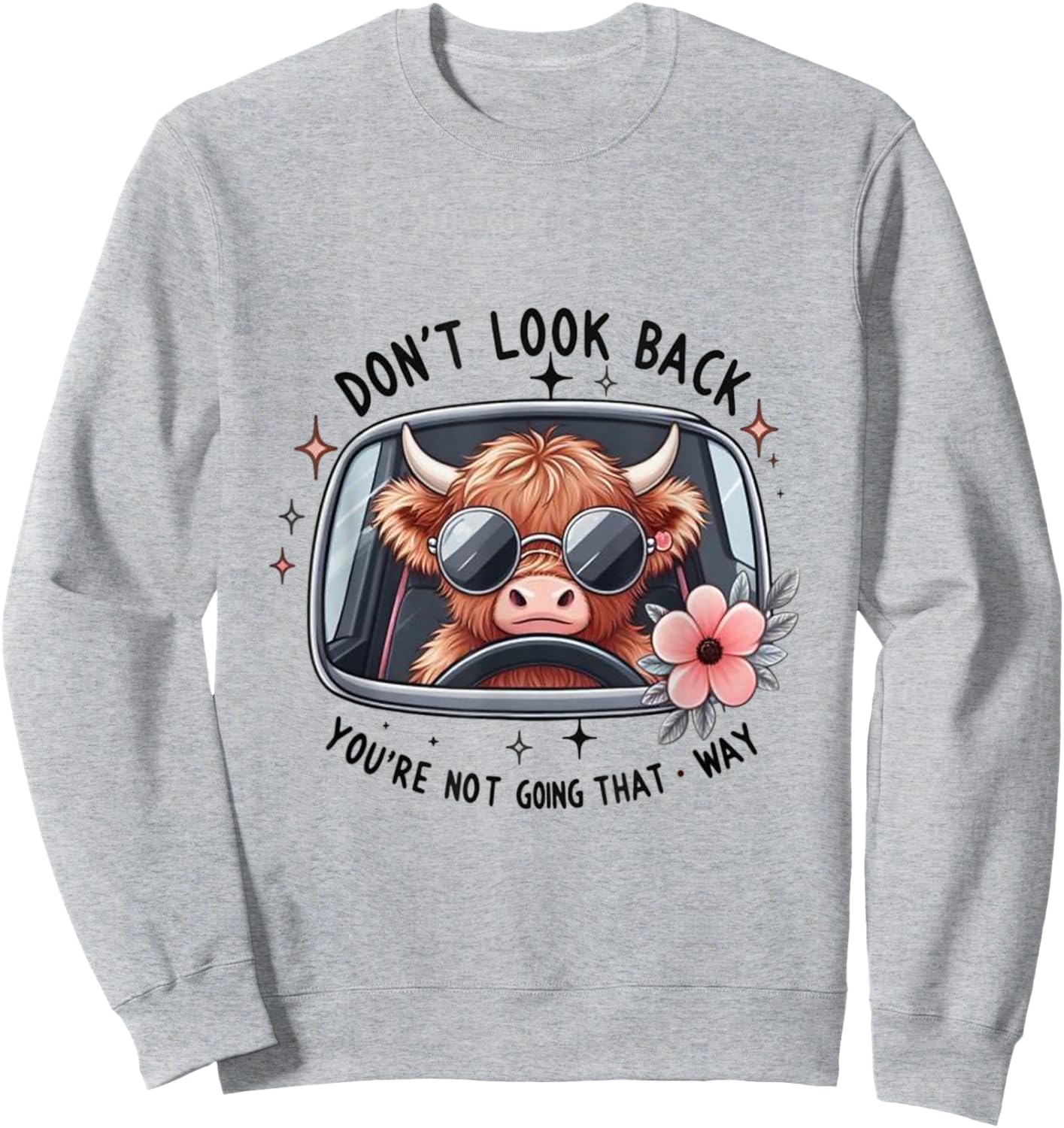 Don't Look Back You're Not Going That Way, Cow Funny Sweatshirt - Sweatshirt | Ash