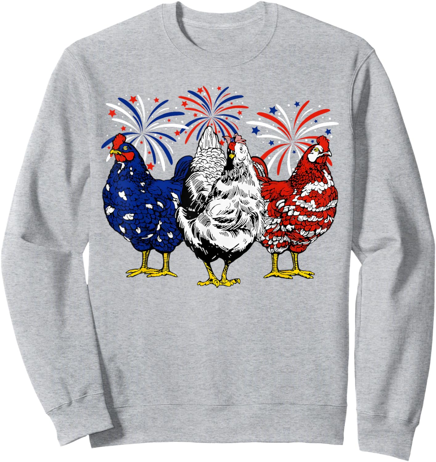 Chicken USA Flag Patriotic Chicken Lover 4th of July Men Sweatshirt - Sweatshirt | Ash