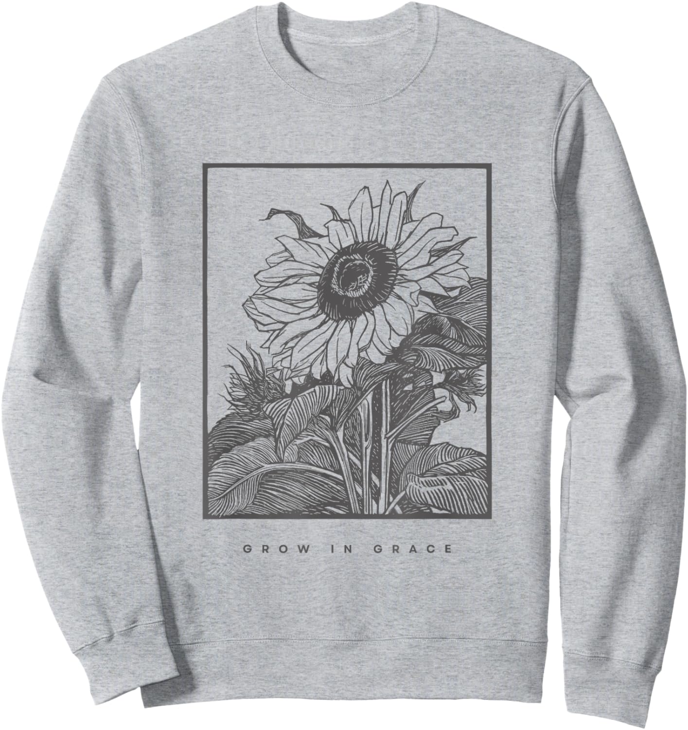 Grow In Grace, Christian Sunflower Sweatshirt - Sweatshirt | Ash