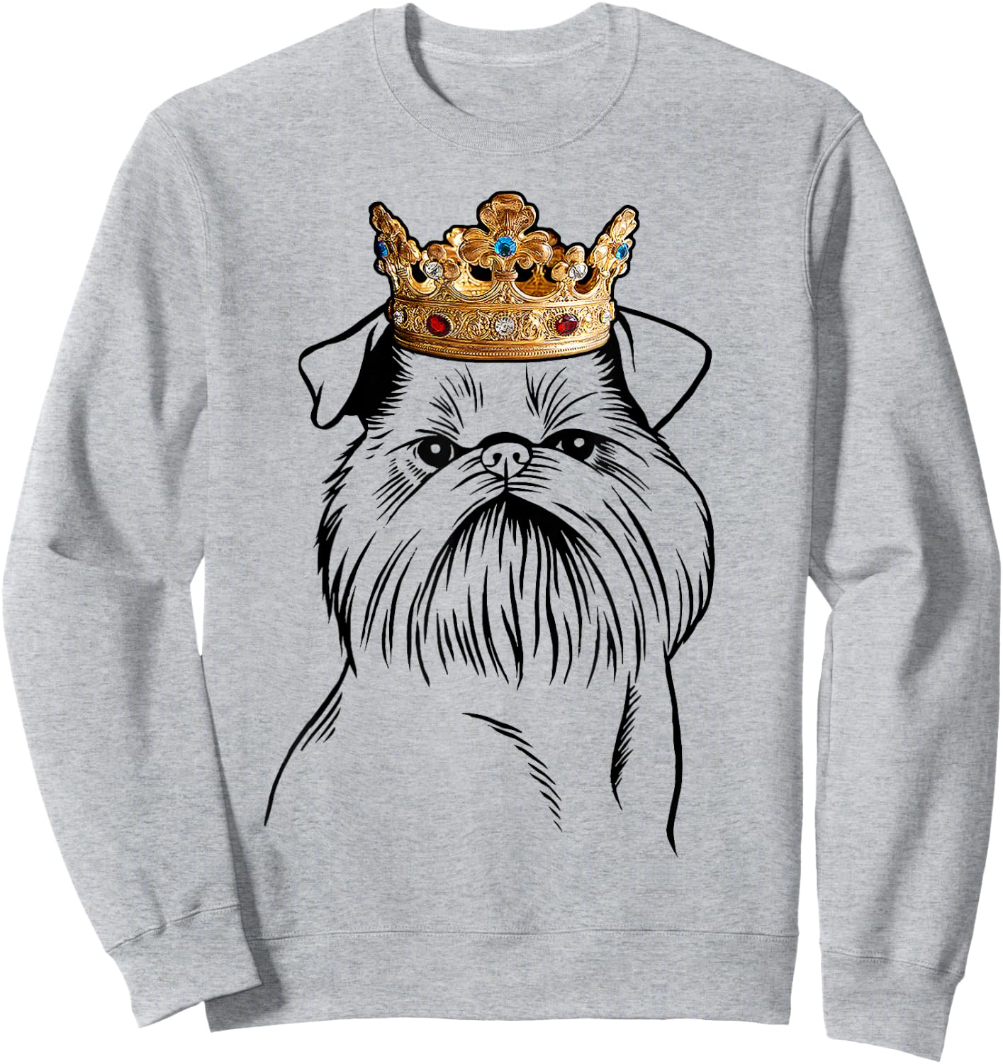 Brussels Griffon Dog Wearing Crown Sweatshirt - Sweatshirt | Ash