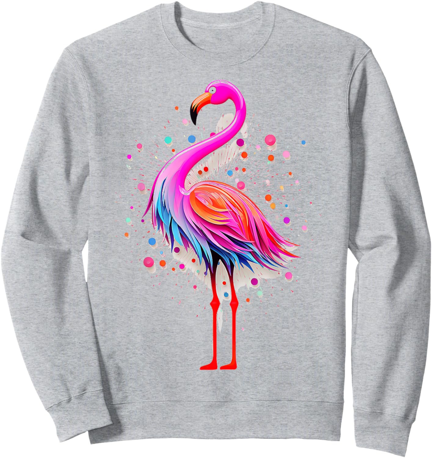 Flamingo Art Geometric Animal Cute Graphic Flamingo Sweatshirt - Sweatshirt | Ash