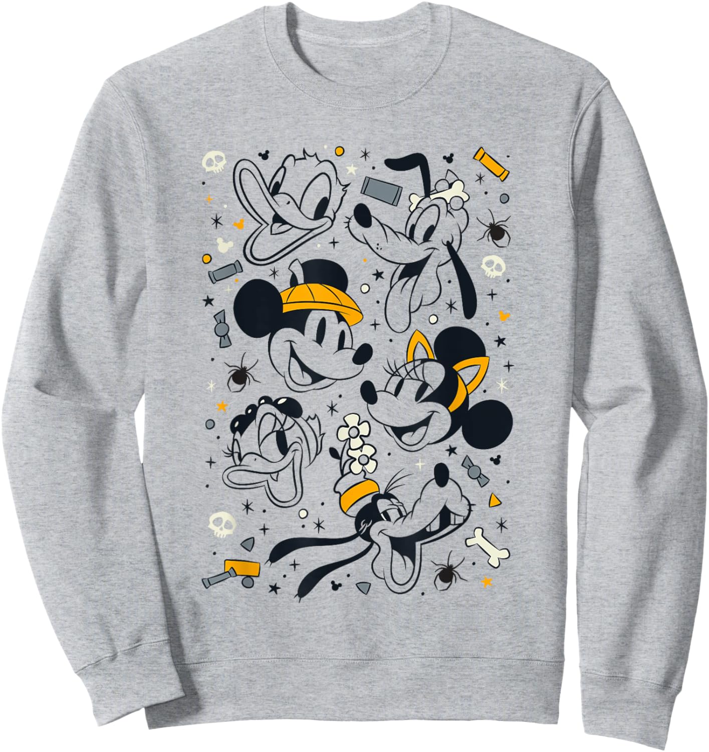 Disney Mickey And Friends Halloween Candy Spooky Group Icons Sweatshirt - Sweatshirt | Ash
