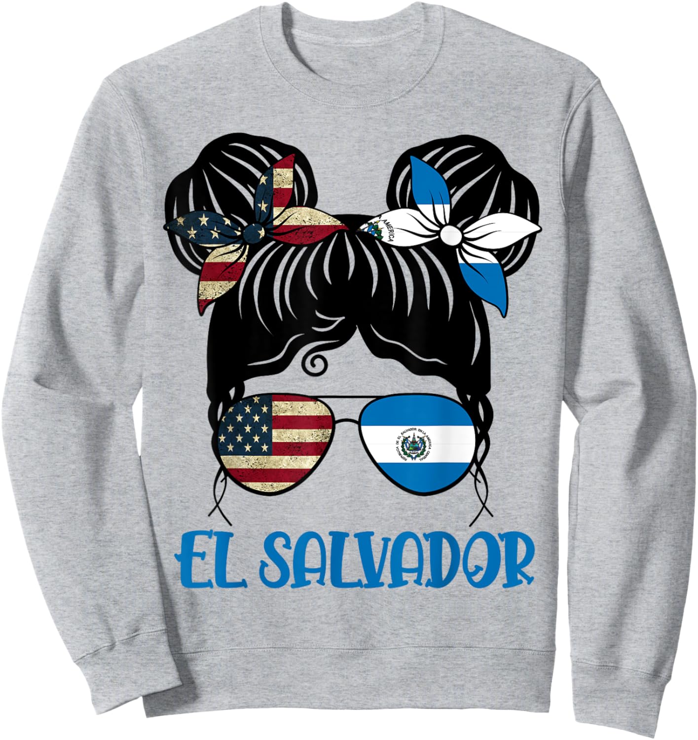 Half American Half Salvadorian Girl USA El Salvador Flag kid Sweatshirt - Sweatshirt | Ash