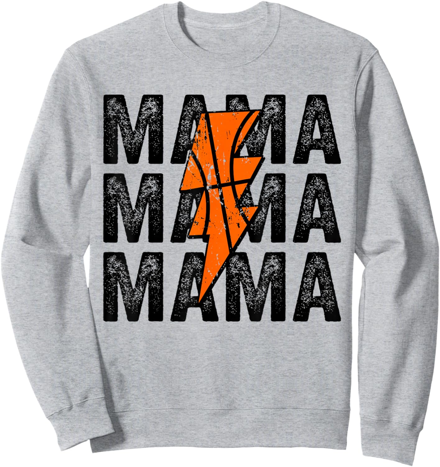 Basketball Mama Distressed Lightning Bolt Mom Sweatshirt - Sweatshirt | Ash