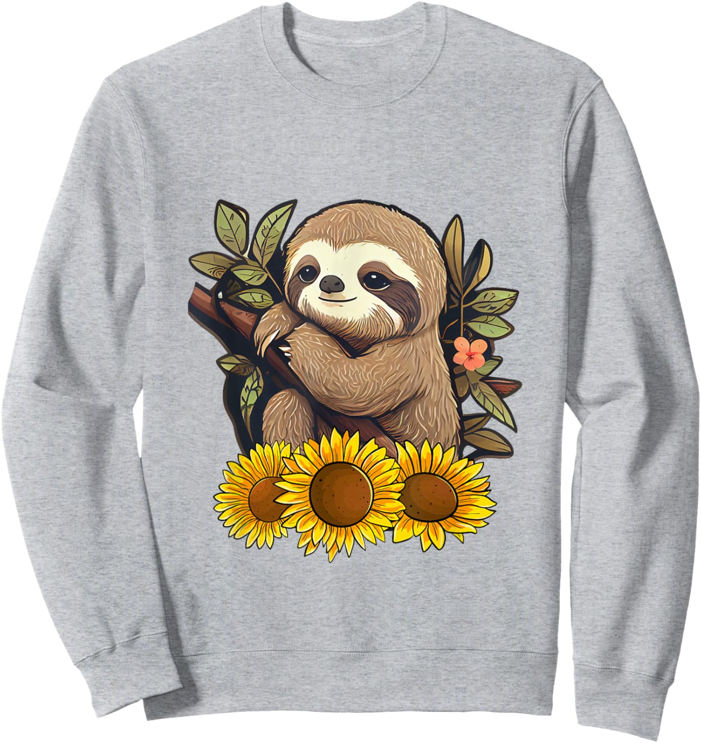 Sunflower Sloth Flower Sweatshirt - Sweatshirt | Ash