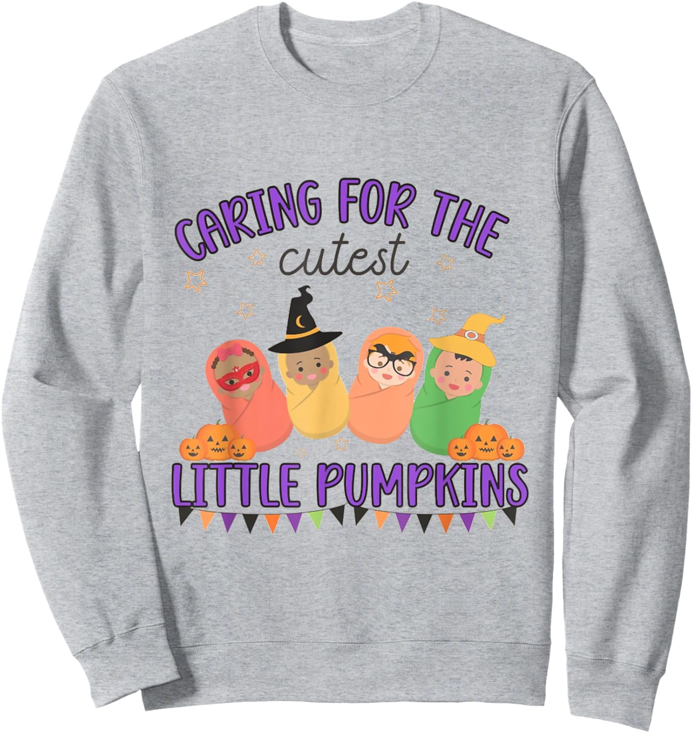 Mother Baby Nurse Halloween for work, Cute Fall Postpartum N Sweatshirt - Sweatshirt | Ash