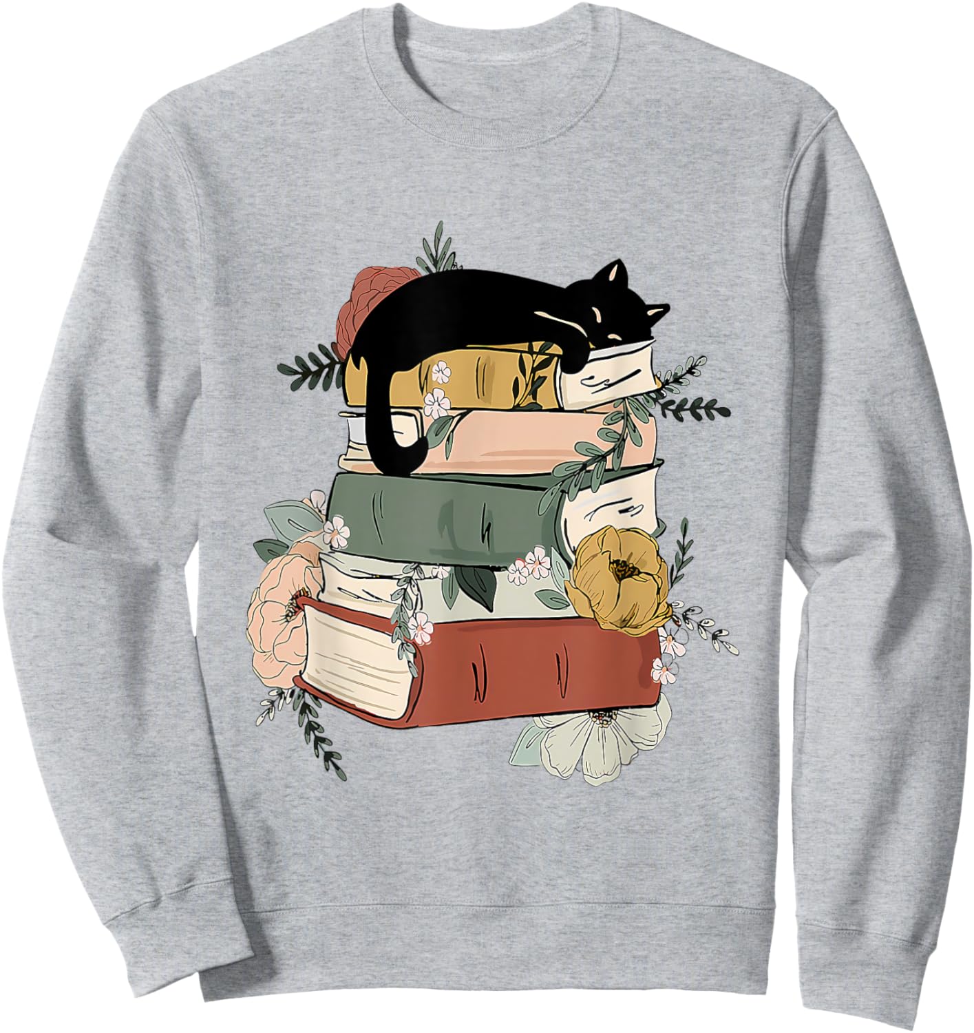 Cat Reading Book Cute Cat And Book Lover Girls Kid Sweatshirt - Sweatshirt | Ash
