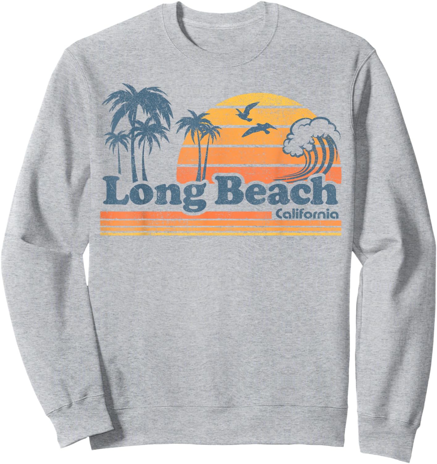 Long Beach California Vacation Cute Vintage Cali 70s Retro Sweatshirt - Sweatshirt | Ash