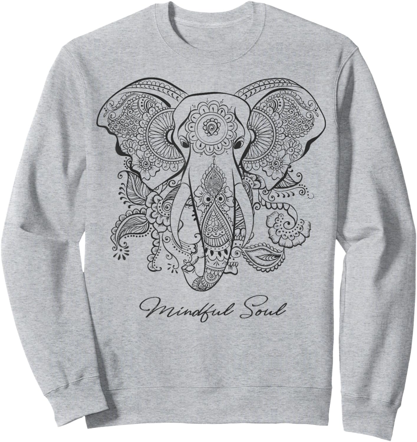 Mindfulness Saying Mandala Elephant Yoga Mindful Soul Sweatshirt - Sweatshirt | Ash