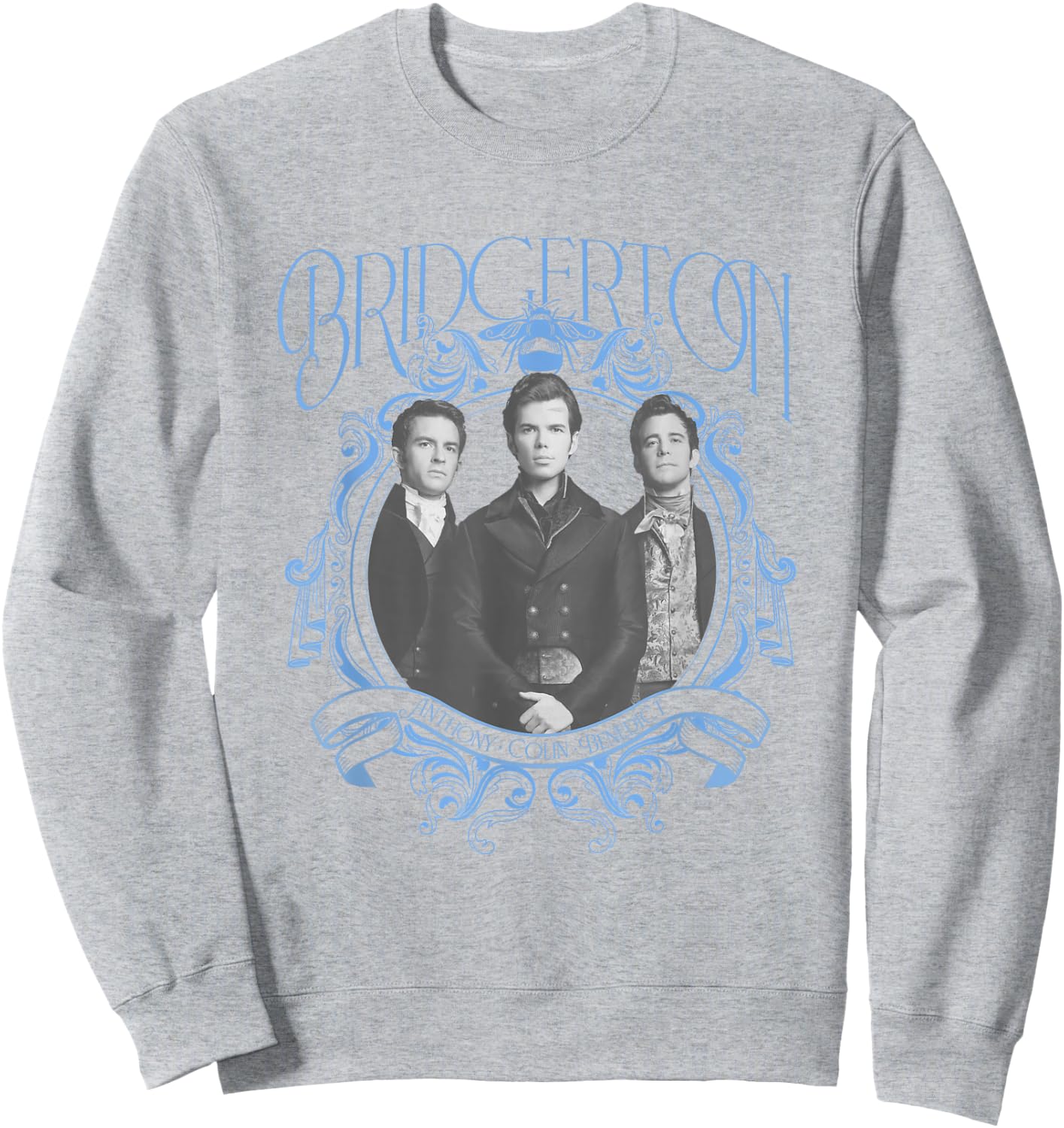 Bridgerton Vintage Chest Portrait - , Blue, Small, Short Sleeve, Classic Fit, Crew Collar, Polyester 65% Cotton 35% Sweatshirt - Sweatshirt | Ash