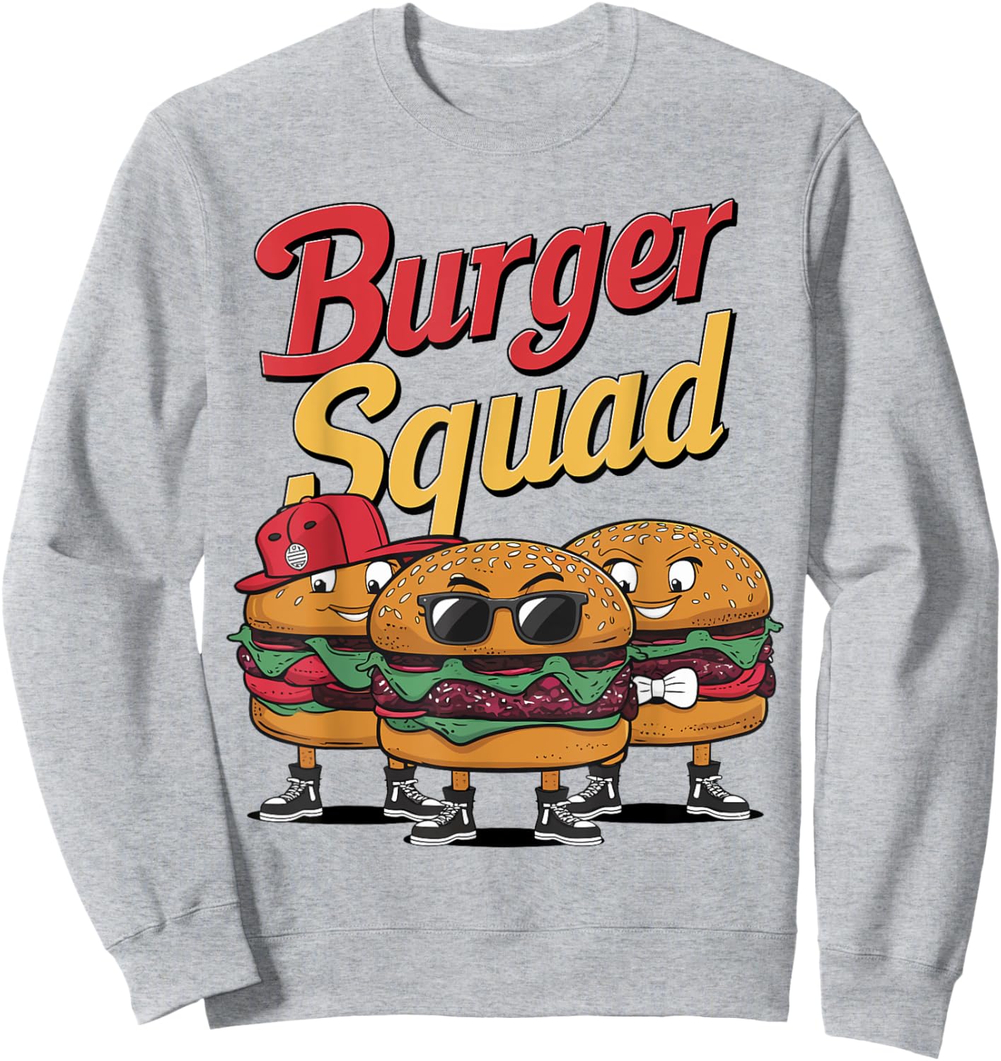 Burger Squad Cool Cheeseburger Food Lover Hamburger Sweatshirt - Sweatshirt | Ash