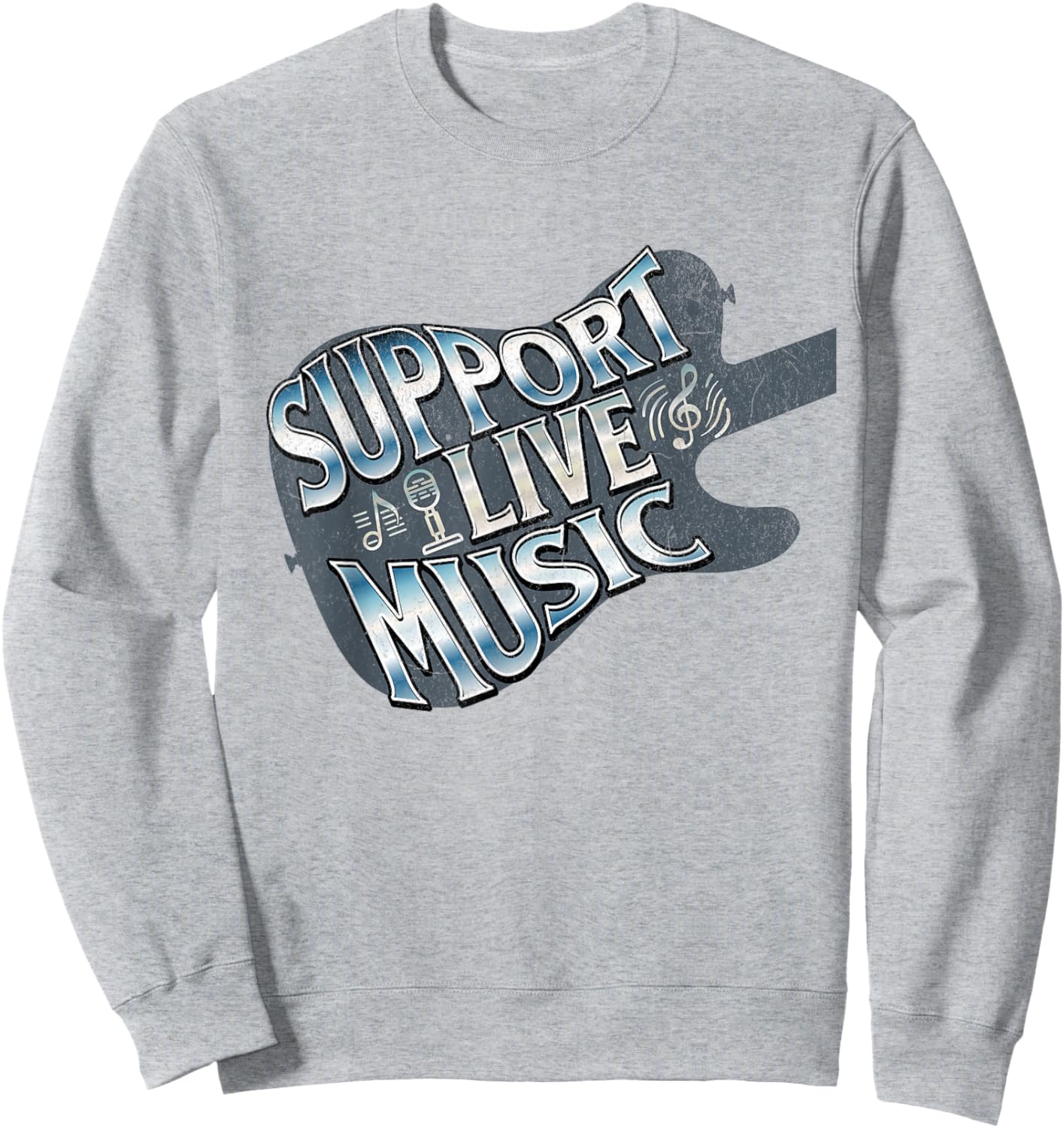 Support Live Music Live Band Concert Lover Live Music Sweatshirt - Sweatshirt | Ash