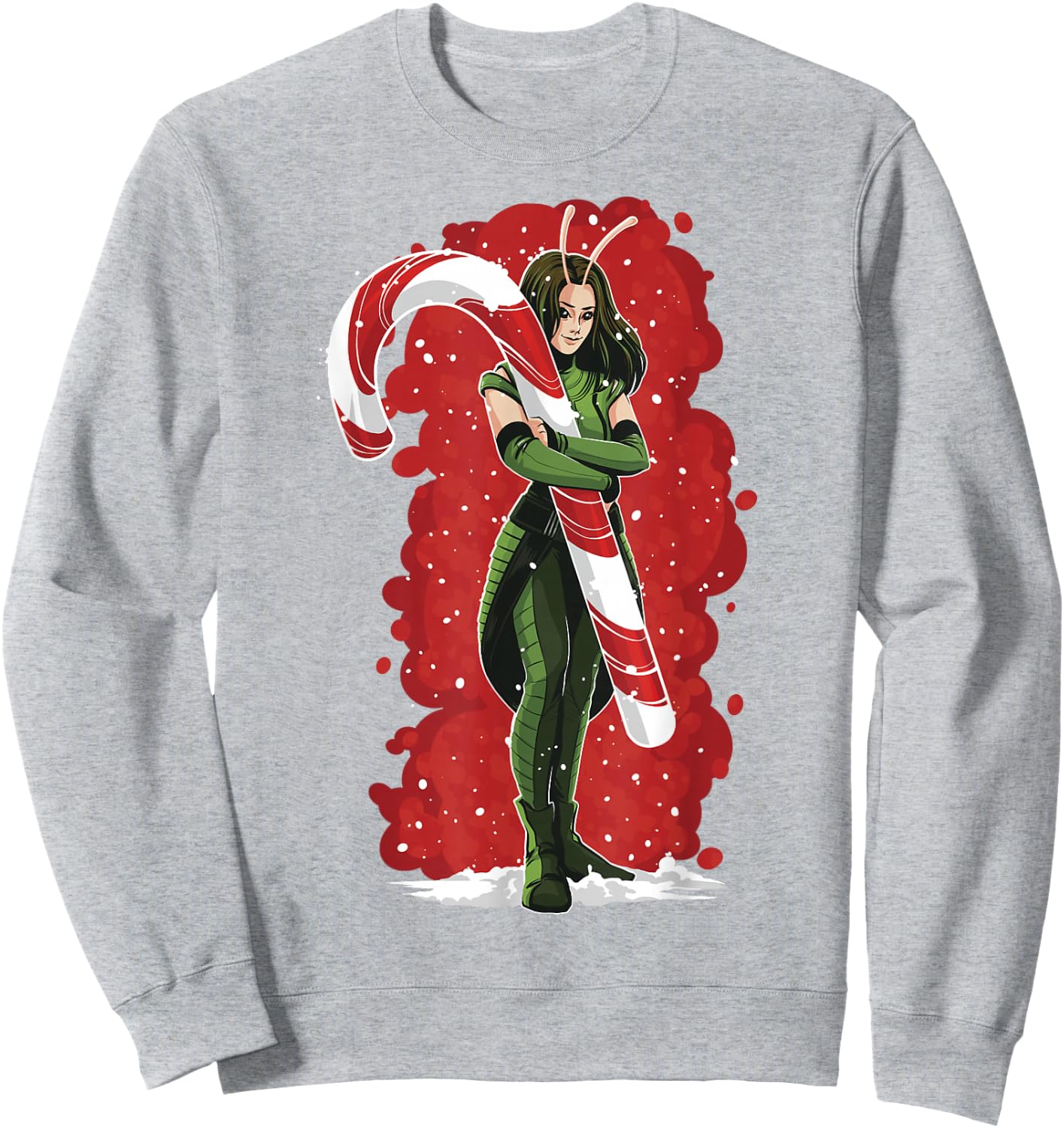 Marvel Guardians of The Galaxy Holiday Special Mantis Cane Sweatshirt - Sweatshirt | Ash