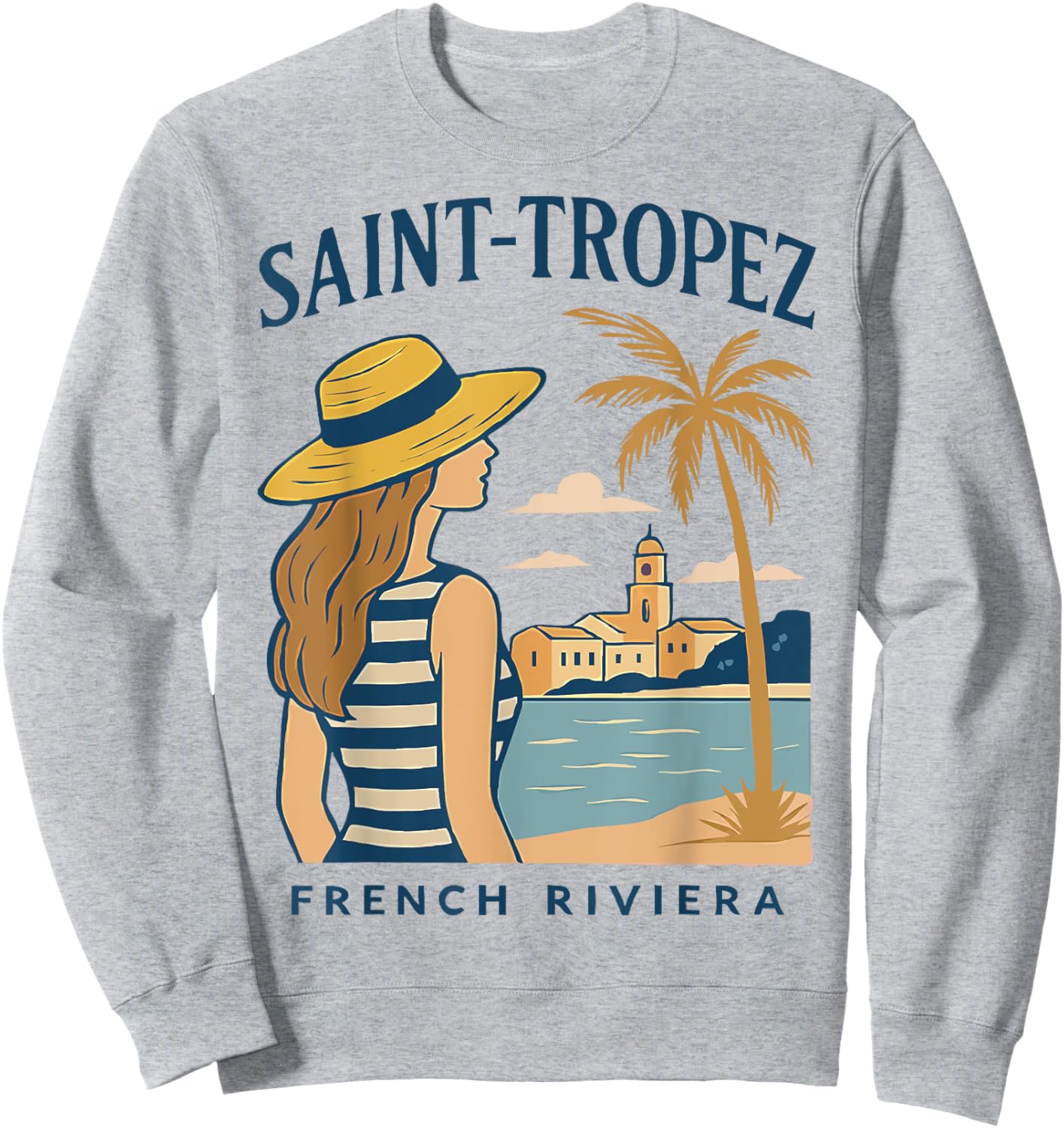 Saint-Tropez Vintage Frau Côte d'Azur Retro Urlaub Geschenk Sweatshirt - Sweatshirt | Ash