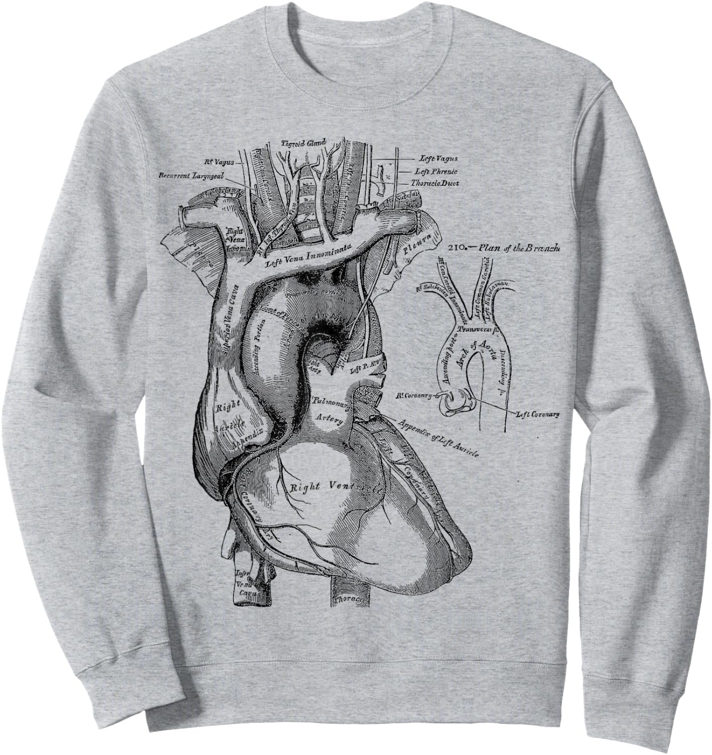 Vintage medical Human Heart Anatomy Illustration Sweatshirt - Sweatshirt | Ash