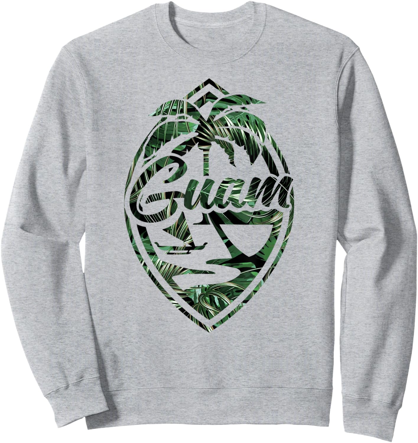 Tropical Palm Guam Seal - Hafa Adai Guam Sweatshirt - Sweatshirt | Ash
