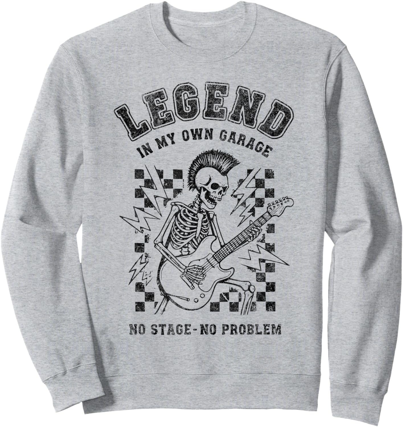 Guitar Dad Legend No Stage No Problem Design Punk Rock Sweatshirt - Sweatshirt | Ash
