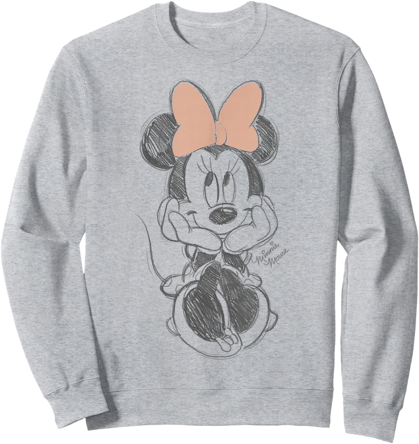 Disney Minnie Mouse Classic Sketch Cute Vintage Portrait Sweatshirt - Sweatshirt | Ash