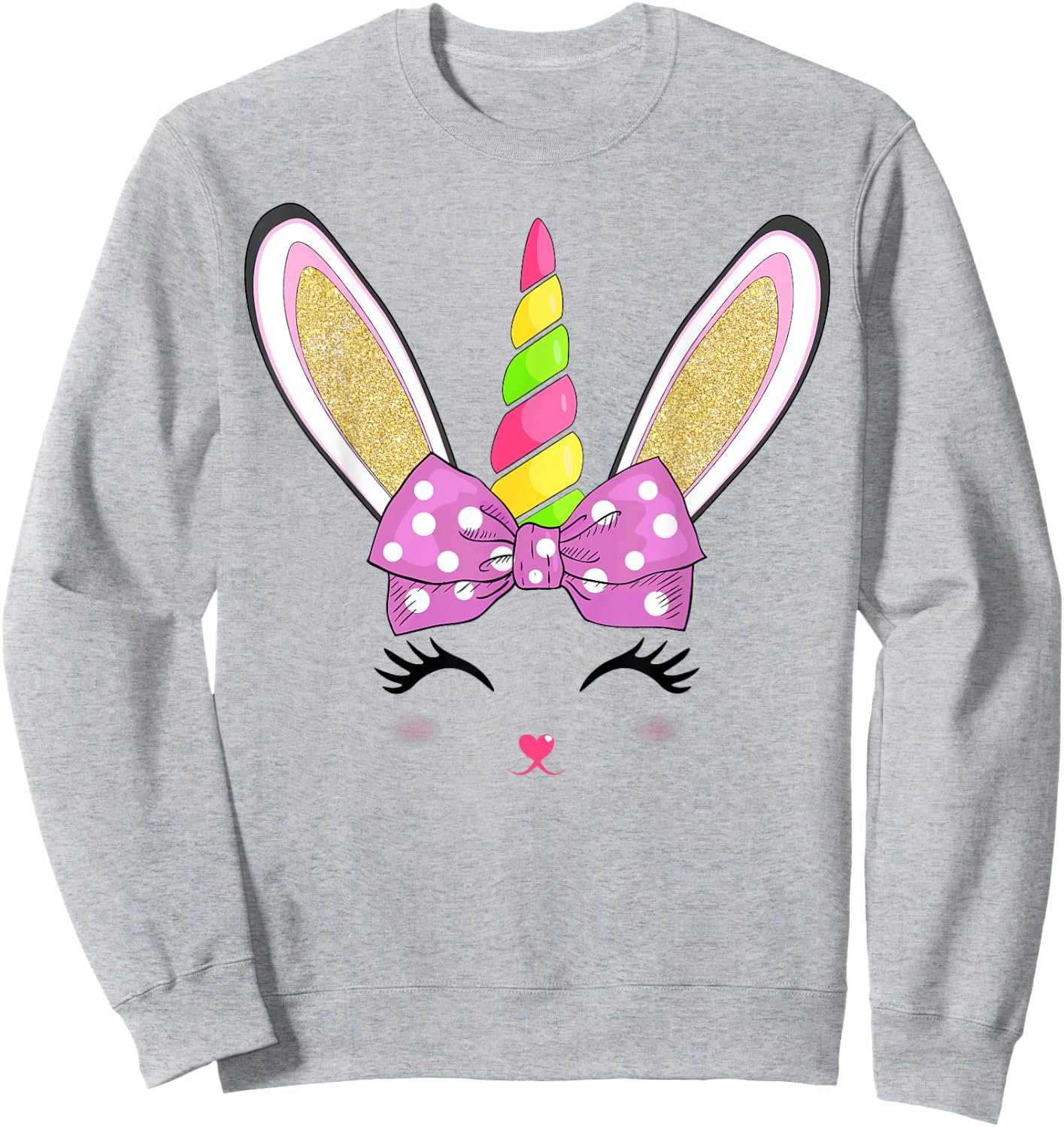 Cute Easter Bunny Face Girls Kids Sweatshirt - Sweatshirt | Ash
