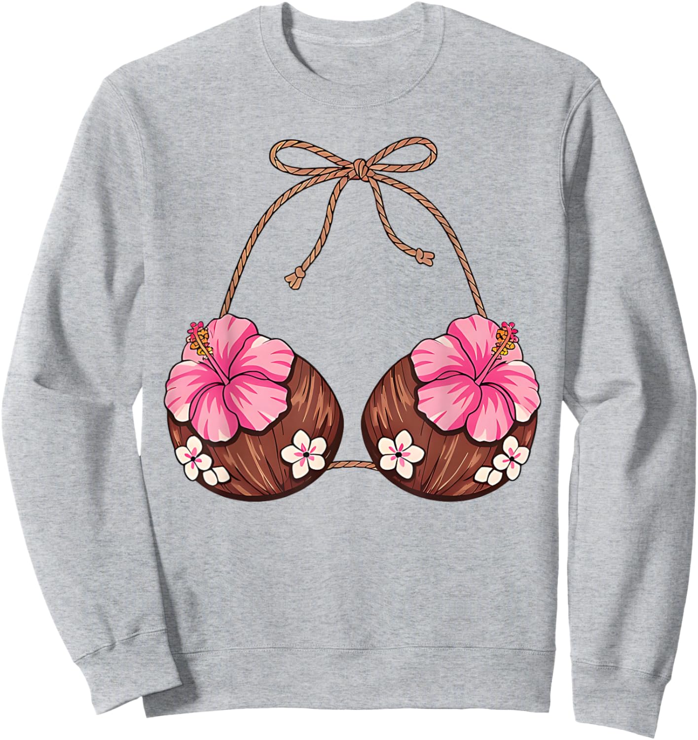 Coconut Bra Hawaiian Tropical Costume Luau Party Hawaii Girl Sweatshirt - Sweatshirt | Ash