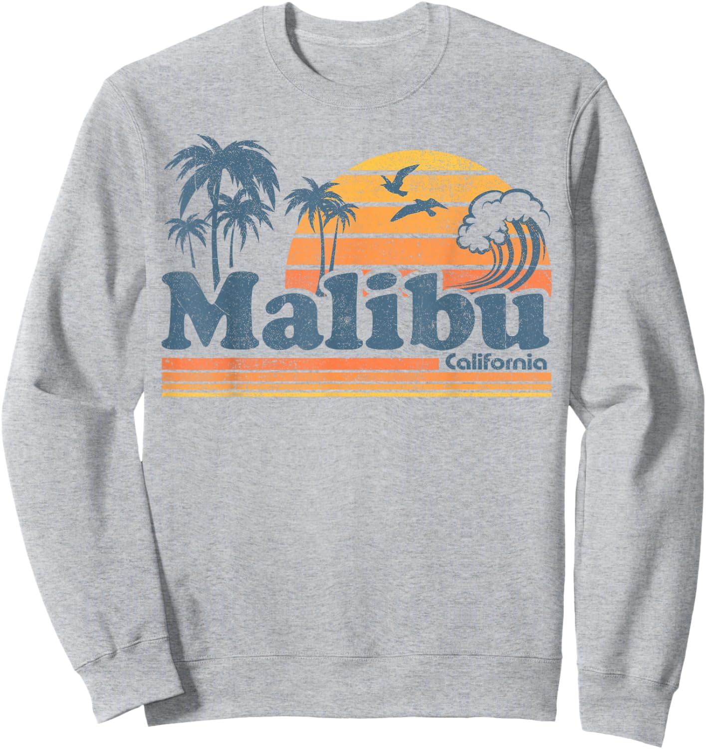 Malibu California Beach Vacation Cute Vintage Cali 70s Retro Sweatshirt - Sweatshirt | Ash