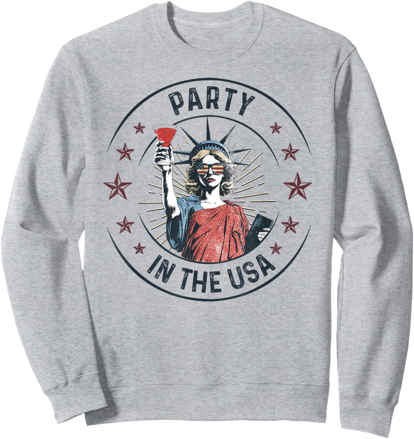 Vintage Retro Party in the USA 4th Of July Lovers Drinking Sweatshirt - Sweatshirt | Ash