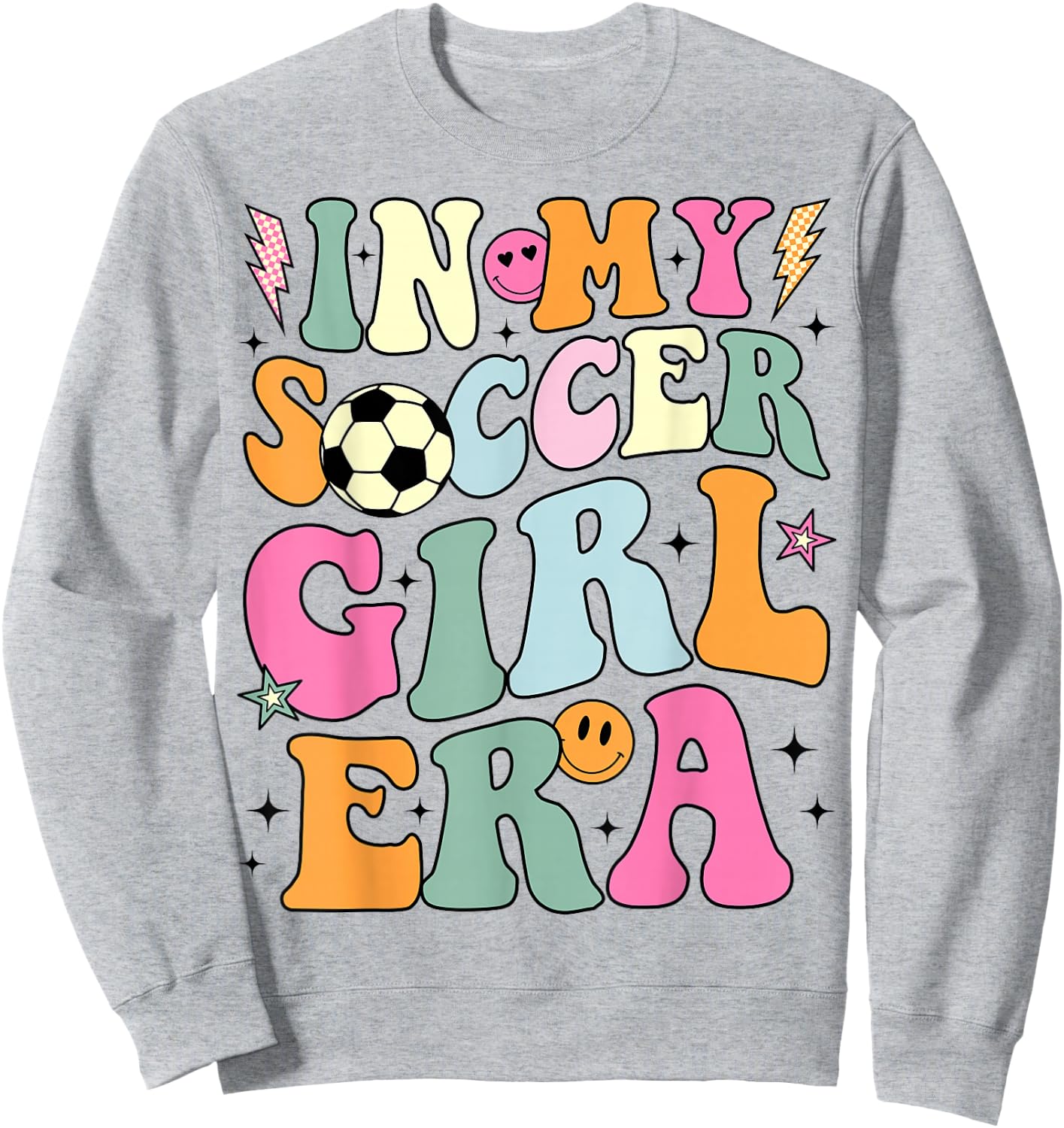 In My Soccer Girl Era Retro Groovy Soccer Girl Sweatshirt - Sweatshirt | Ash
