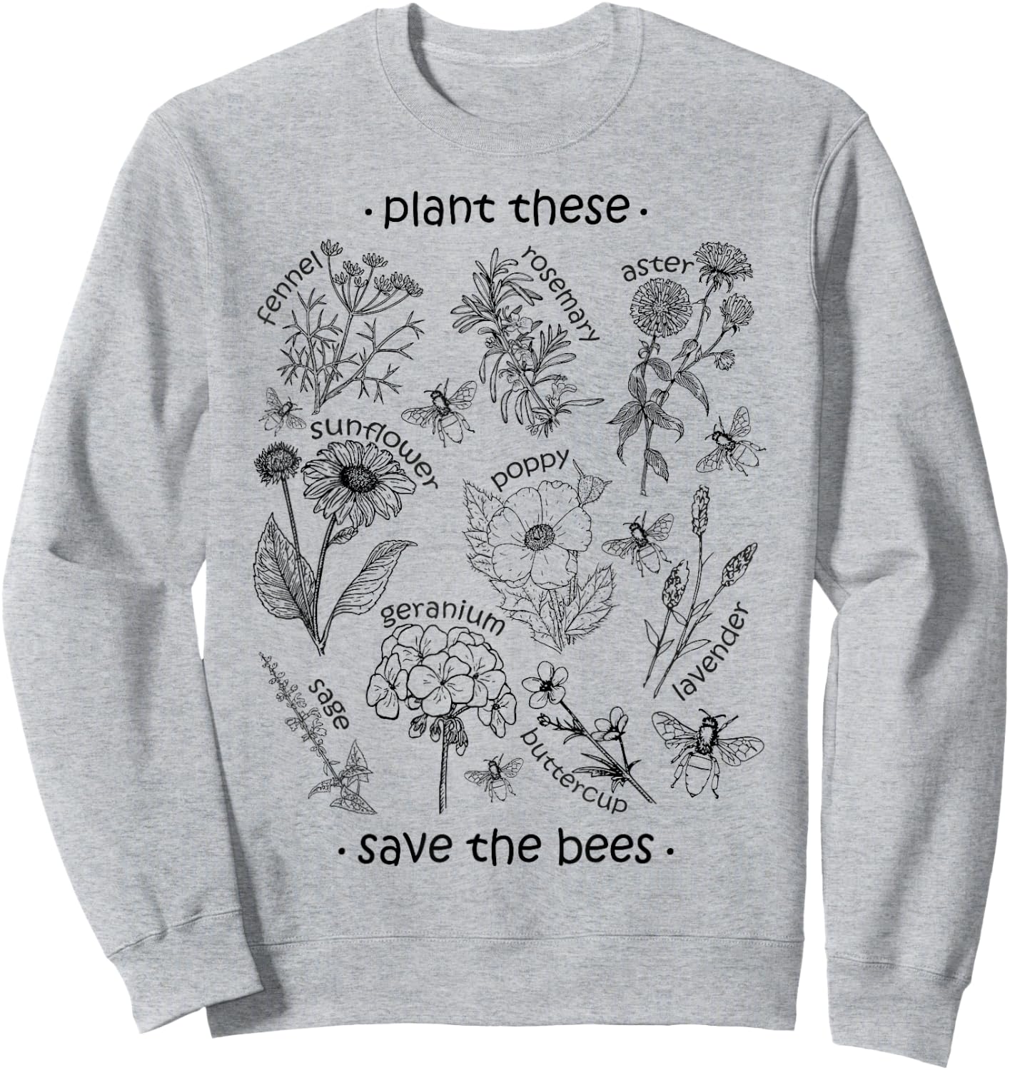 Plant These Save The Bees Shirt Yellow Sweatshirt - Sweatshirt | Ash