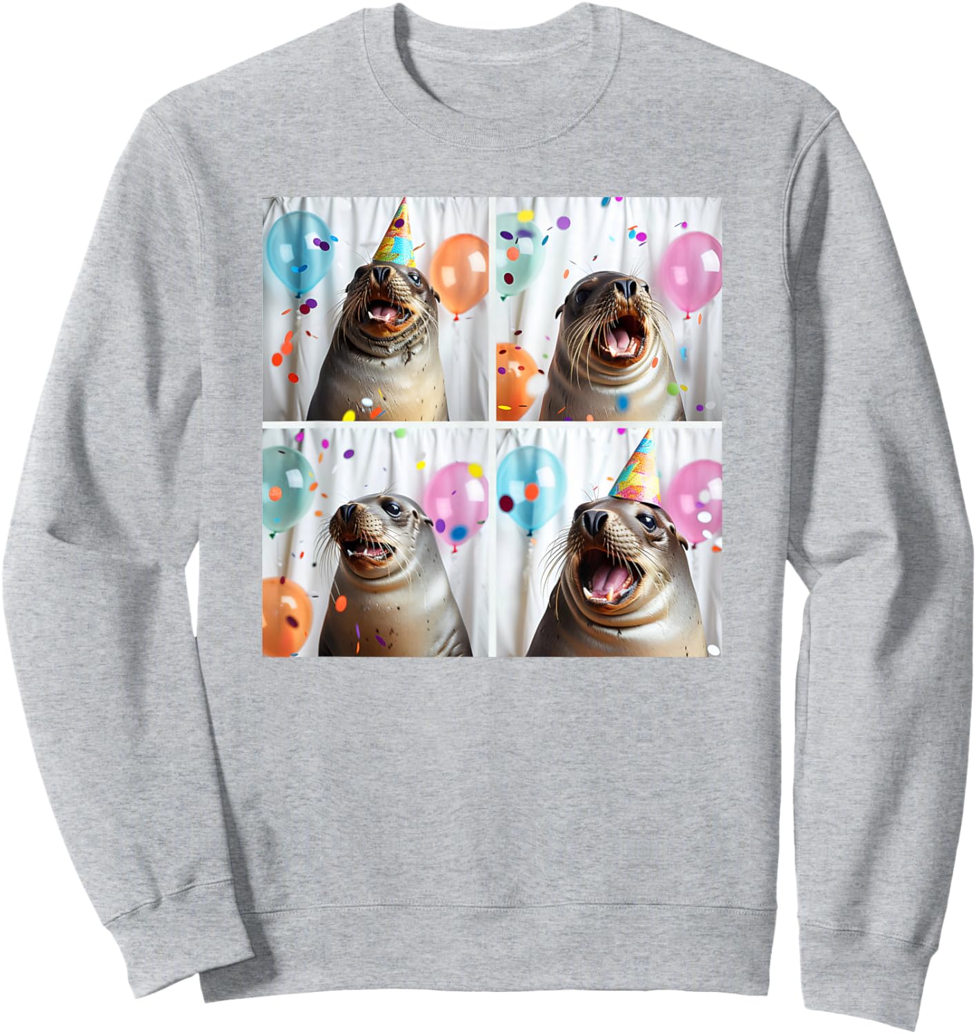 Seal Face Party Hat Ocean Seal Lover Funny Harbor Seal Pup Sweatshirt - Sweatshirt | Ash