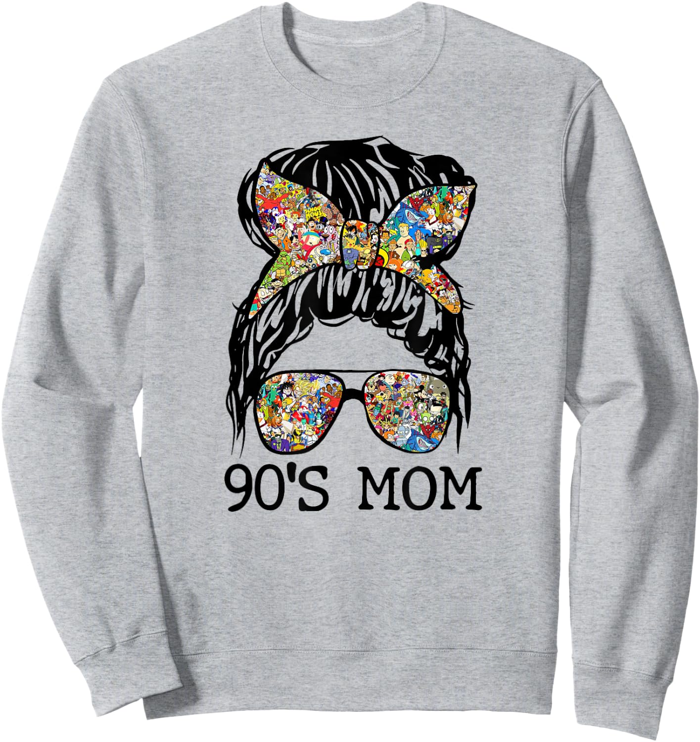 90's Mom Mama Momlife Mother's Day Present Mommy Messy Bun Sweatshirt - Sweatshirt | Ash