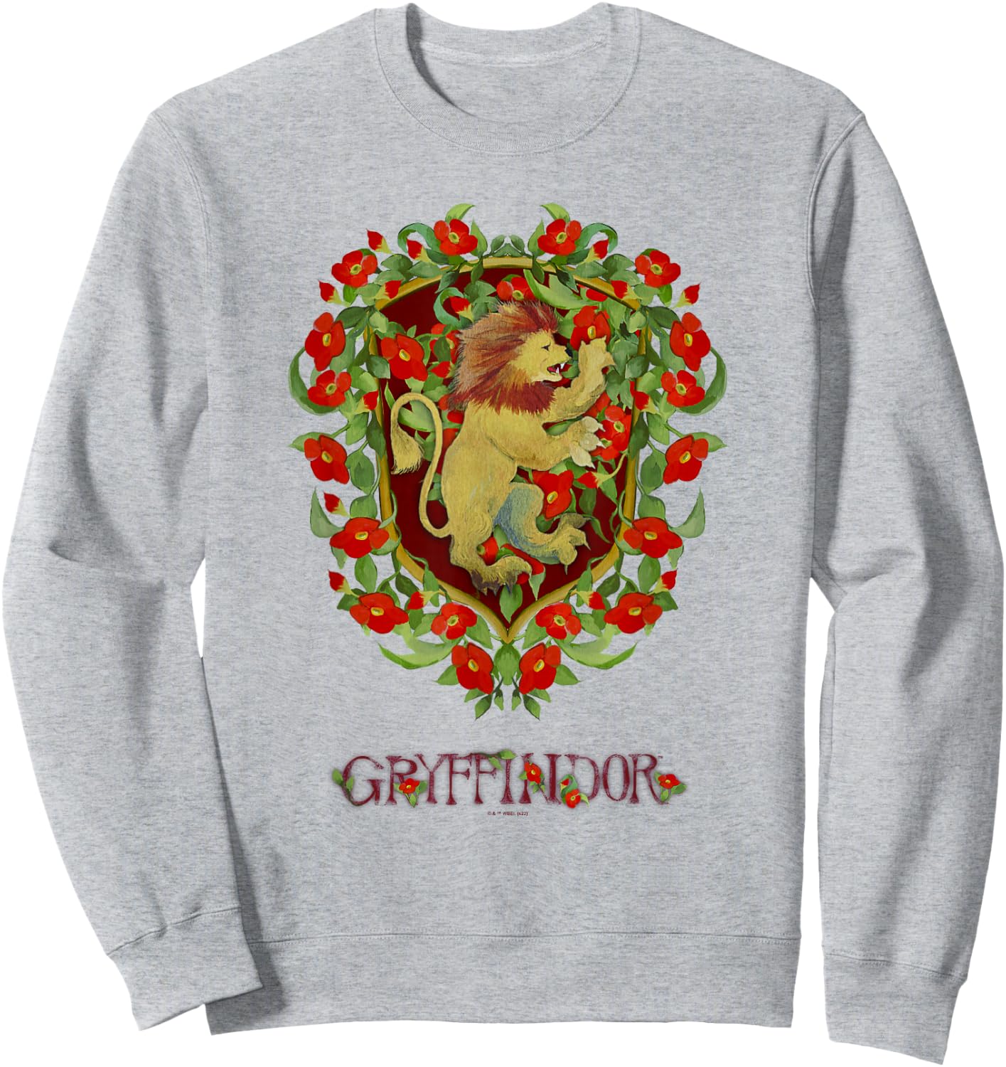 Harry Potter Floral Gryffindor Lion Watercolor Sweatshirt - Sweatshirt | Ash