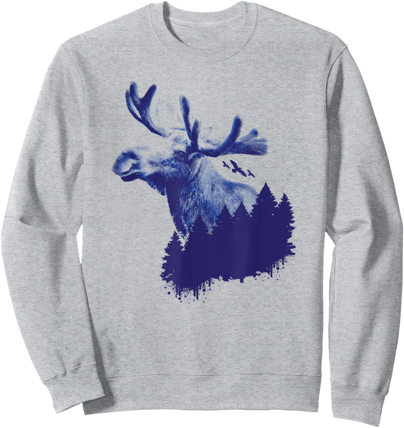 Moose Forest Trees Environmental Protection Sweatshirt - Sweatshirt | Ash