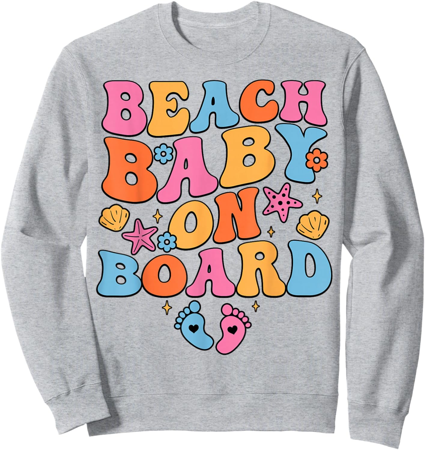 Beach Baby On Board Pregnancy Baby Announcement Cruise Trip Sweatshirt - Sweatshirt | Ash