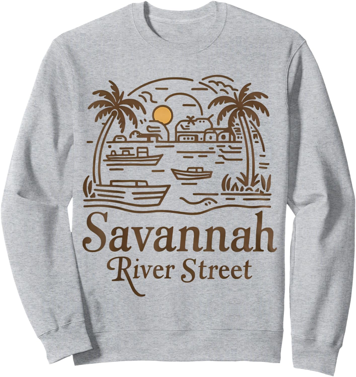 Savannah River Street Georgia Souvenir Sweatshirt - Sweatshirt | Ash