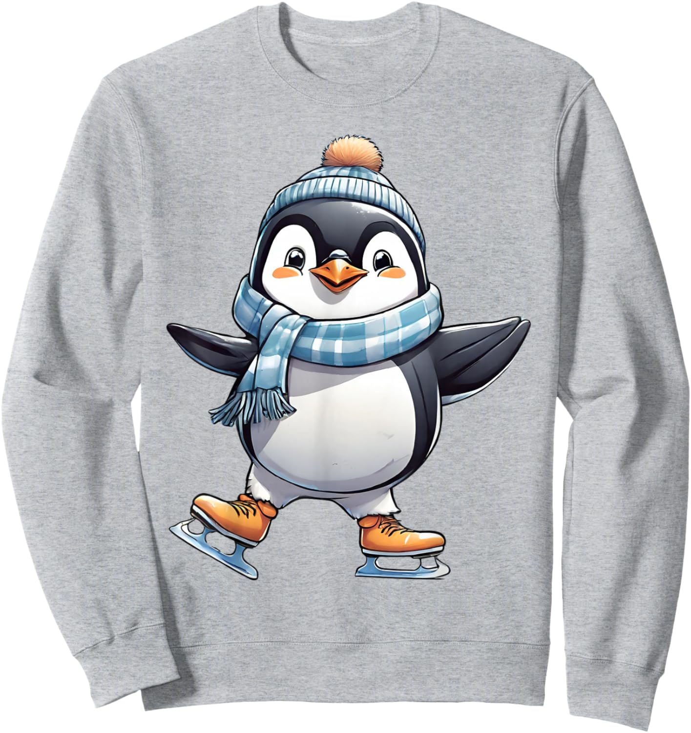 Funny Ice Skating Penguin Figure Skater Skate Dancer Gift Sweatshirt - Sweatshirt | Ash