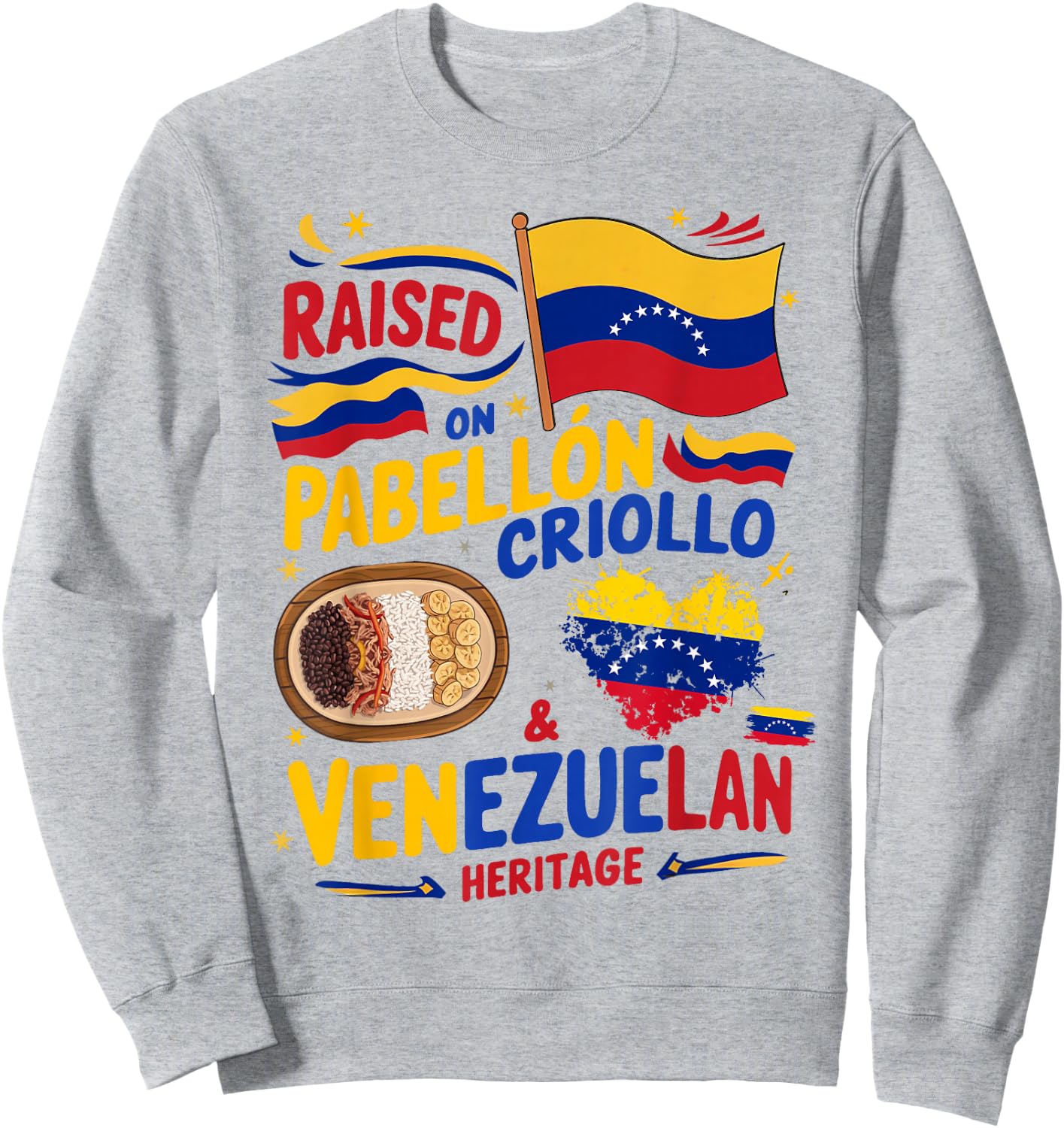 Venezuelan Flag Food Idea & Venezuela Heritage Sweatshirt - Sweatshirt | Ash