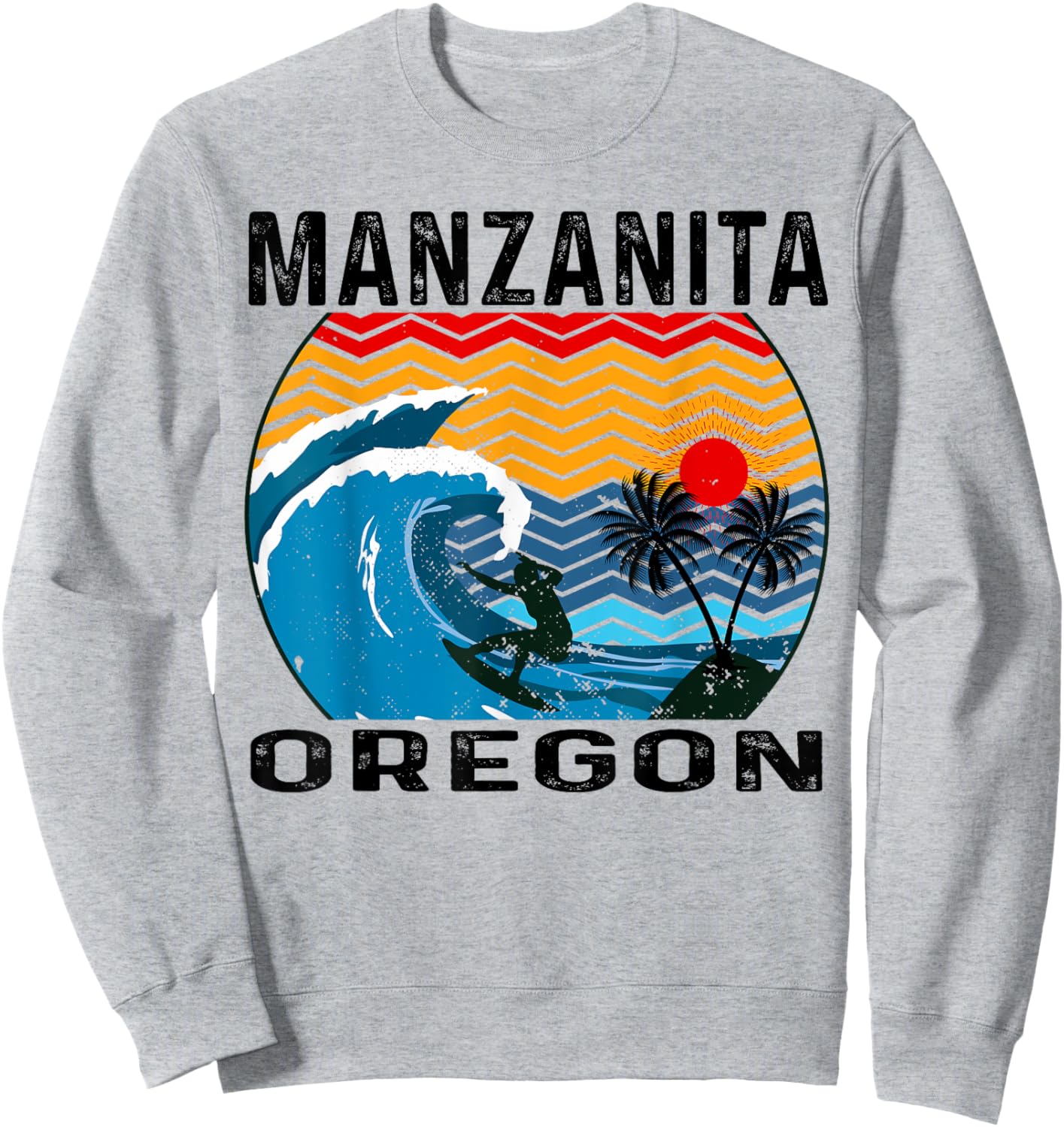 Oregon Manzanita Surfing Surfboard Sweatshirt - Sweatshirt | Ash
