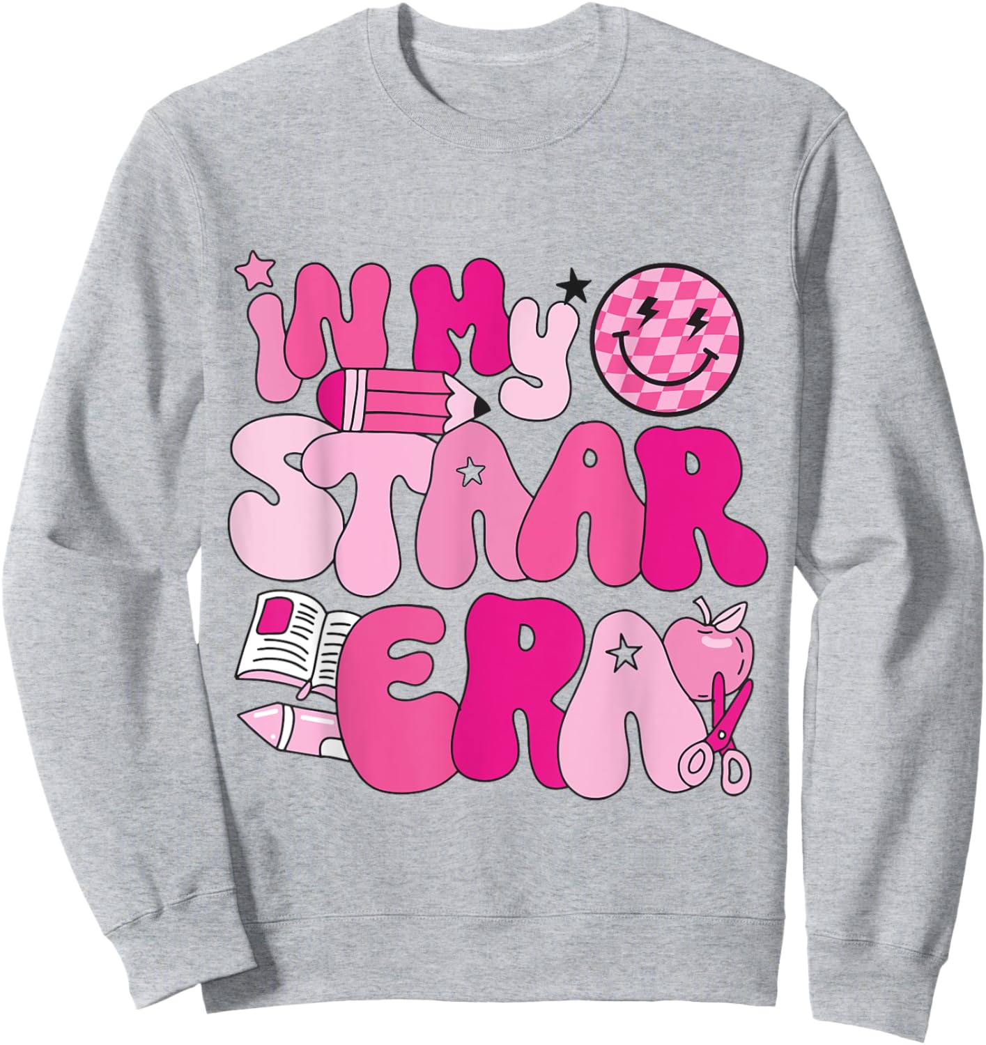 Groovy In My Star Era Pink Teacher Team Teacher Appreciation Women Sweatshirt - Sweatshirt | Ash