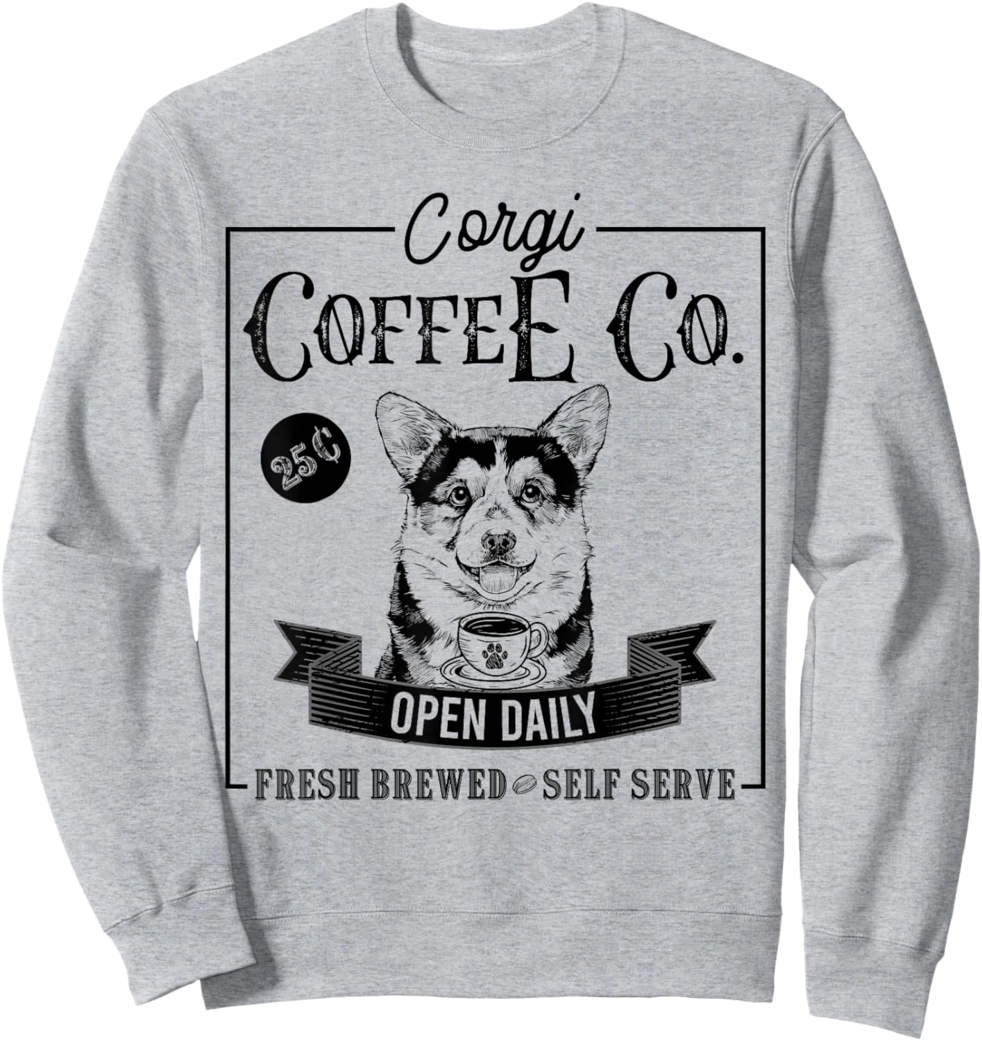Retro Pembroke Welsh Corgi Coffee Funny Dog Mom Coffee Lover Sweatshirt - Sweatshirt | Ash