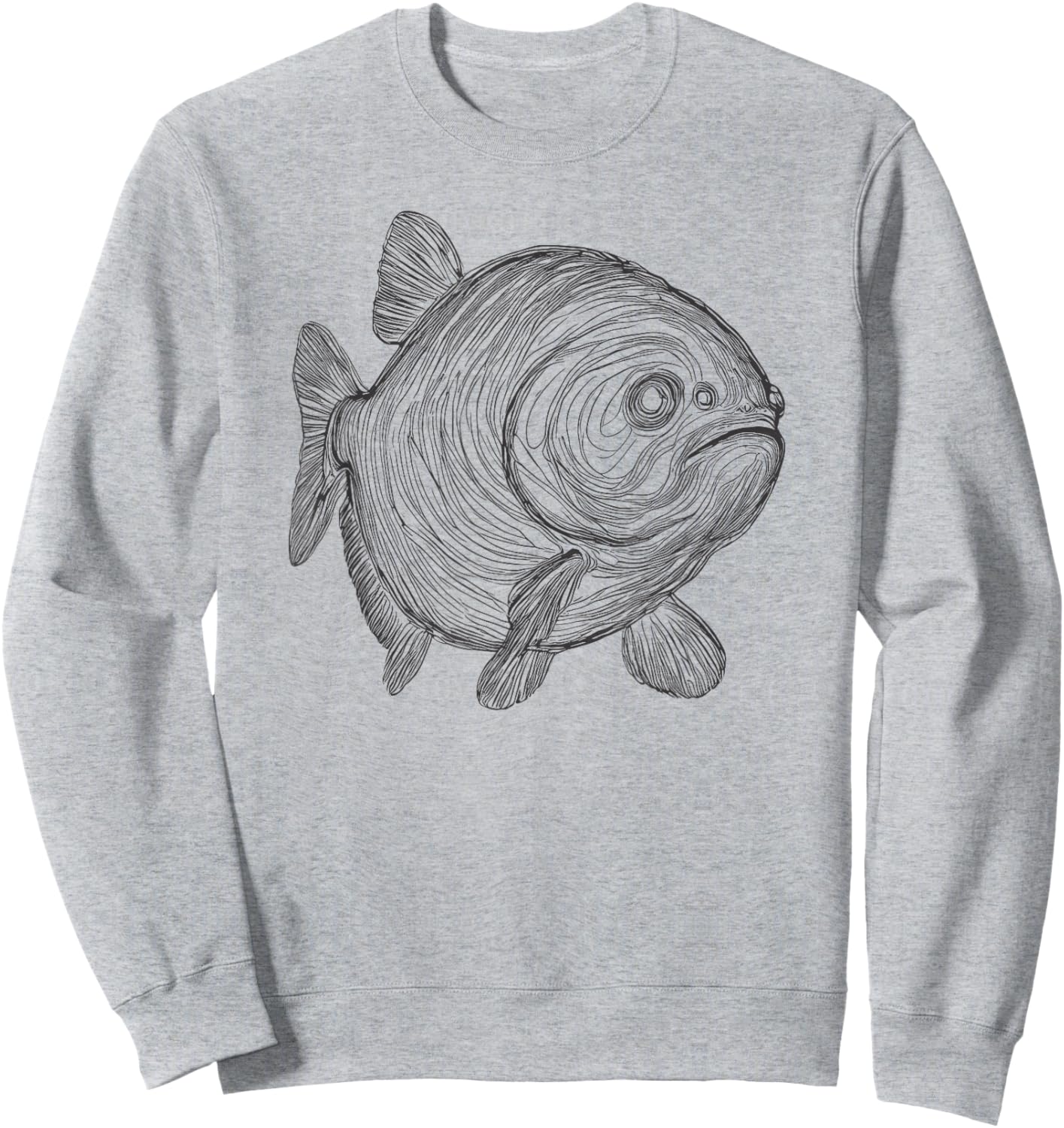 Line Art Piranha Piranhas Sweatshirt - Sweatshirt | Ash