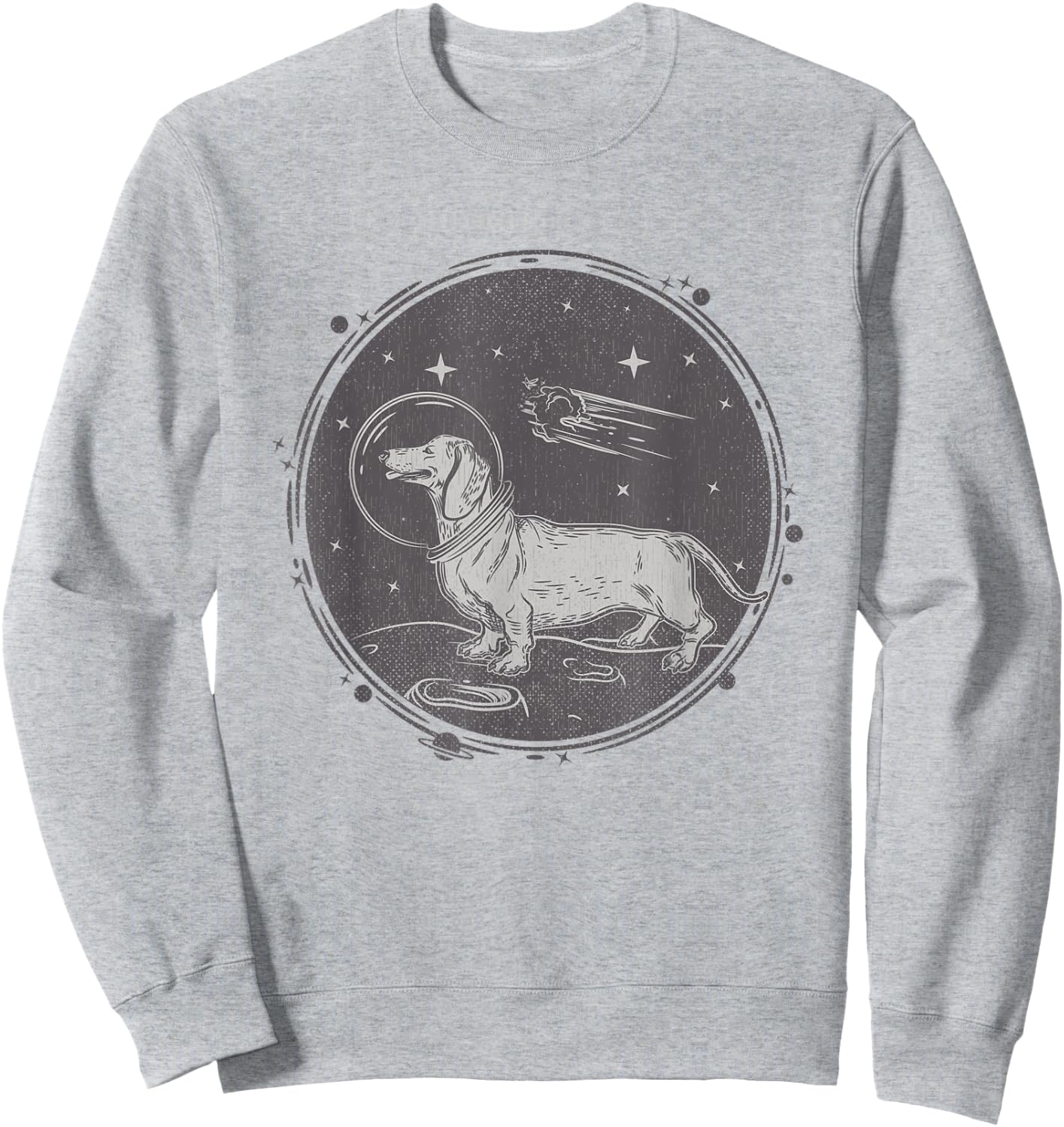 Dachshund Dog In Space Retro Dachshund Sweatshirt - Sweatshirt | Ash