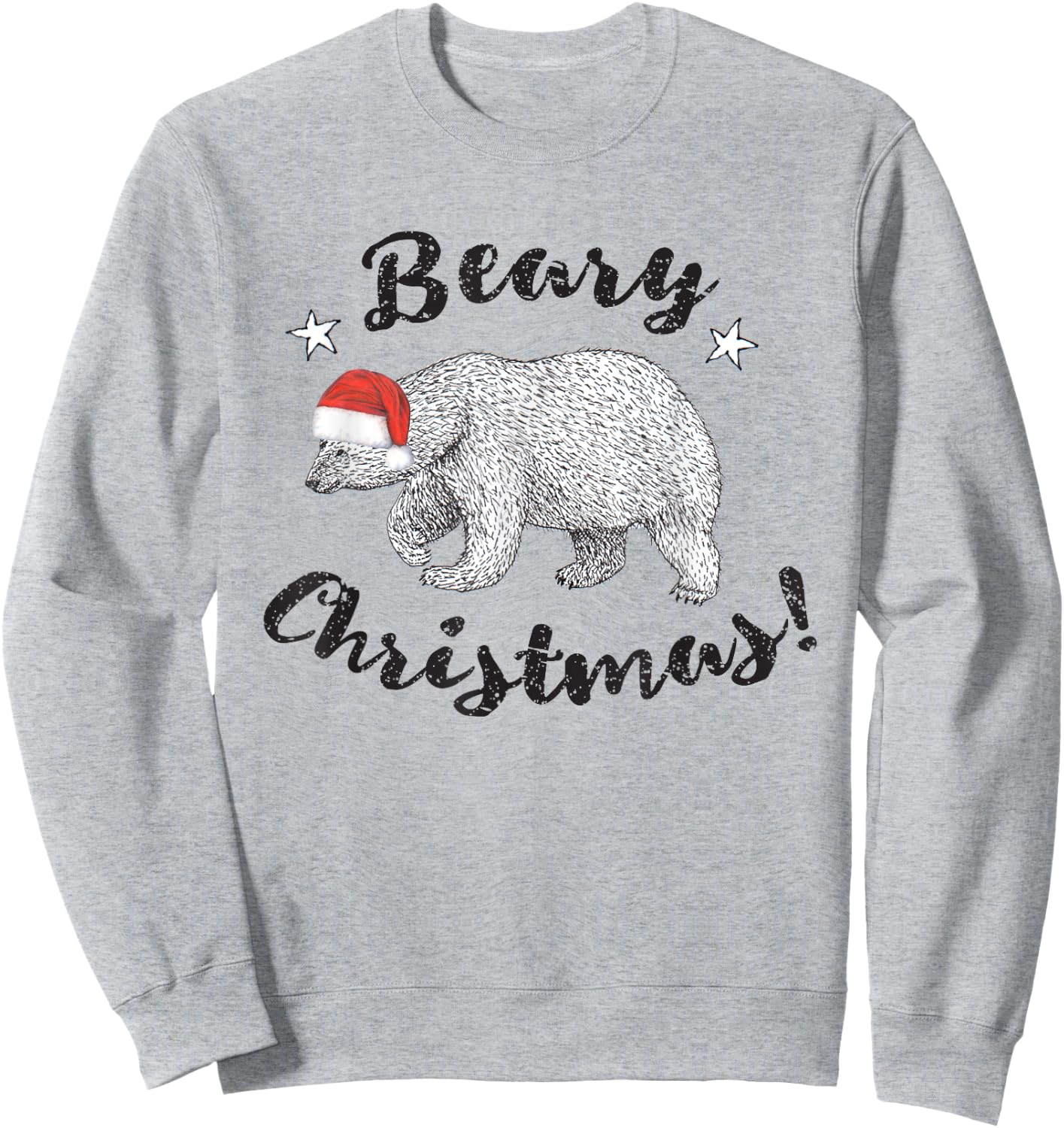 Beary Christmas Cute Polar Bear In Santa Hat Sweatshirt - Sweatshirt | Ash