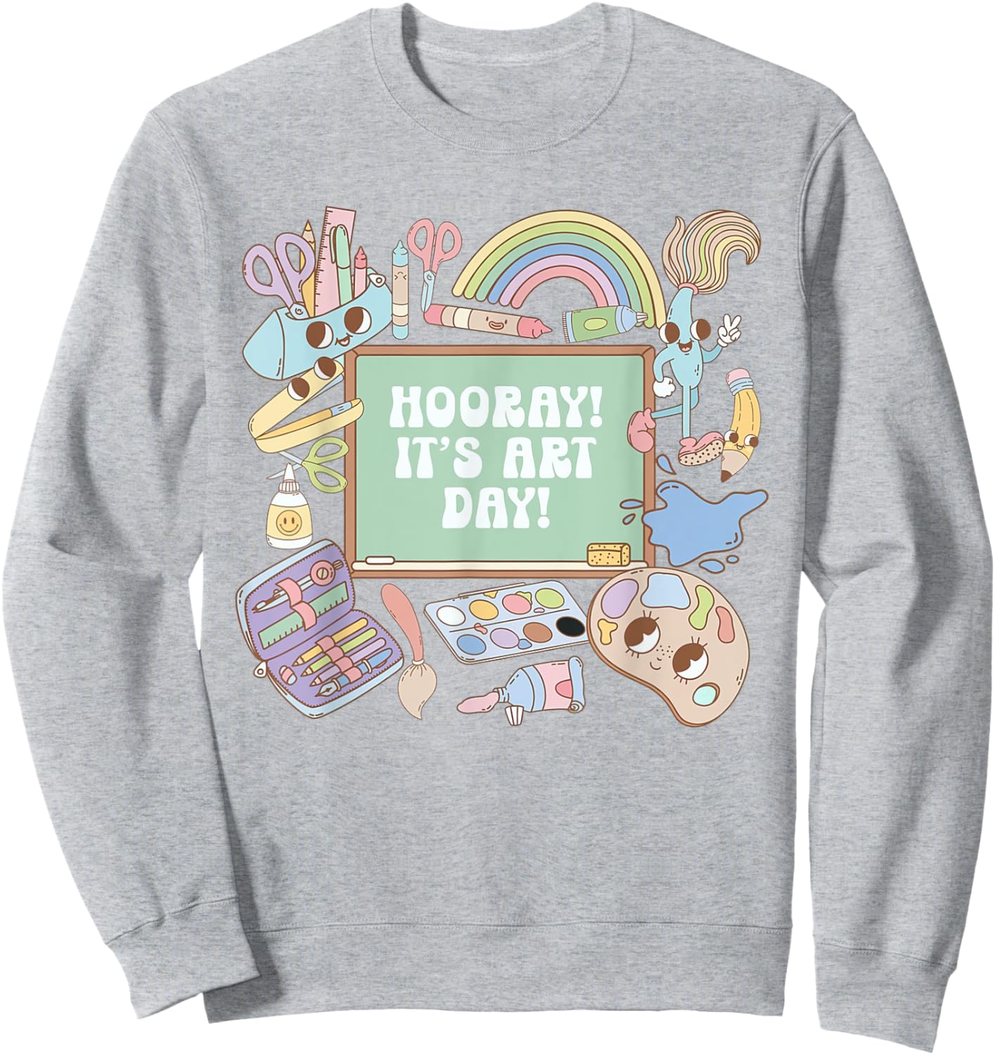 Retro Hooray It's Art Day Art Teacher Back To School Women Sweatshirt - Sweatshirt | Ash
